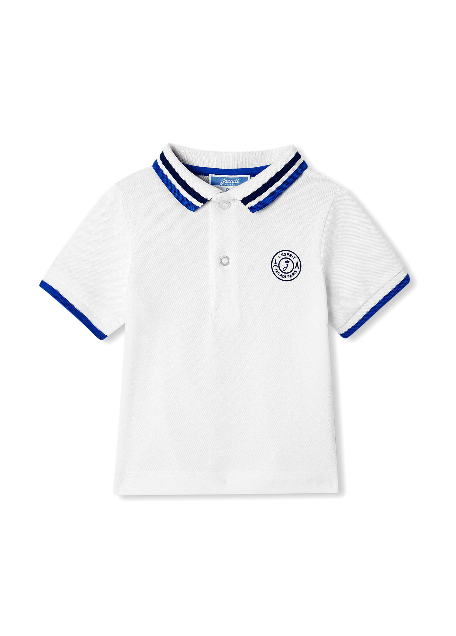 Beyaz Pamuklu Polo Yaka Kısa Kollu Erkek Bebek T-shirt