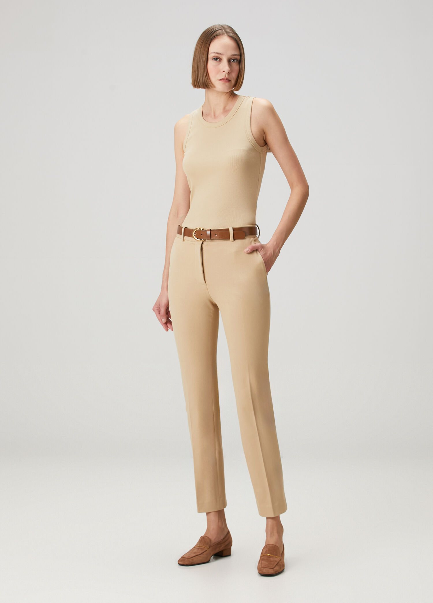 New Coleman Bej Gabardin Pantolon