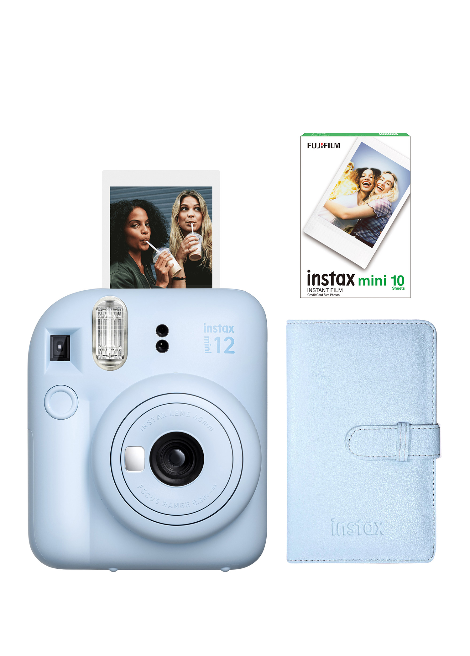 Instax Mini 12 Mavi Fotoğraf Makinesi + 10'lu Film ve Laporta Albüm Seti