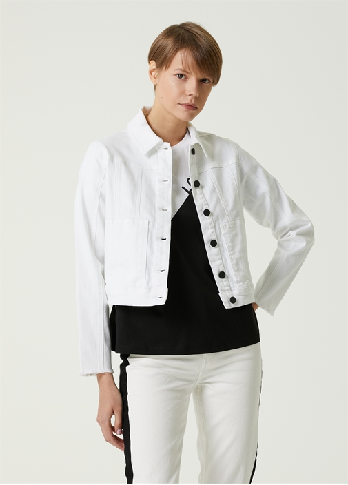 Beymen Club Kirik Beyaz Kadin Beyaz Nakis Detayli Jean Ceket 847540 Beymen