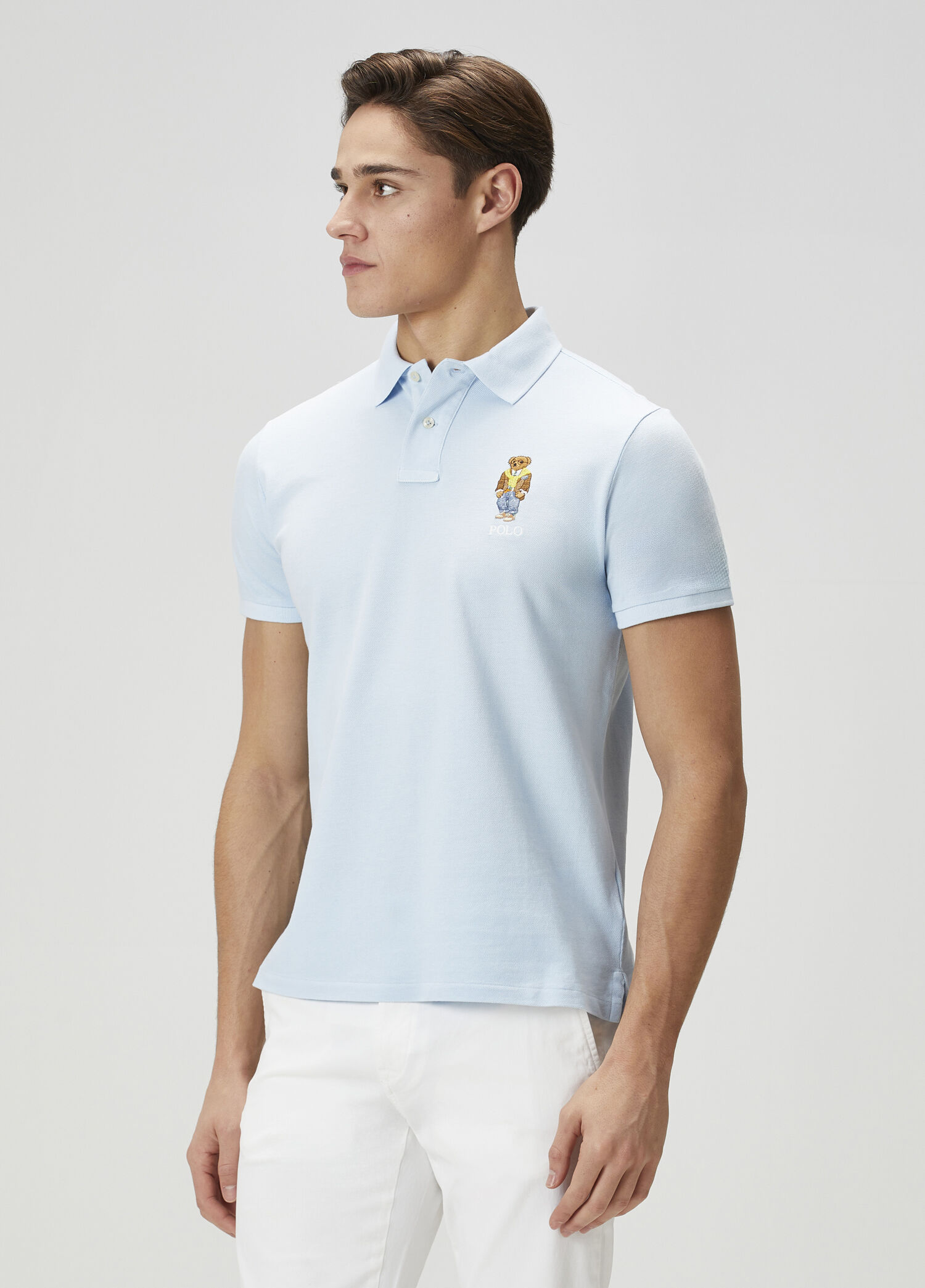 Polo Ralph Lauren Mavi Erkek Mavi Polo Yaka Logo Nakışlı T-shirt