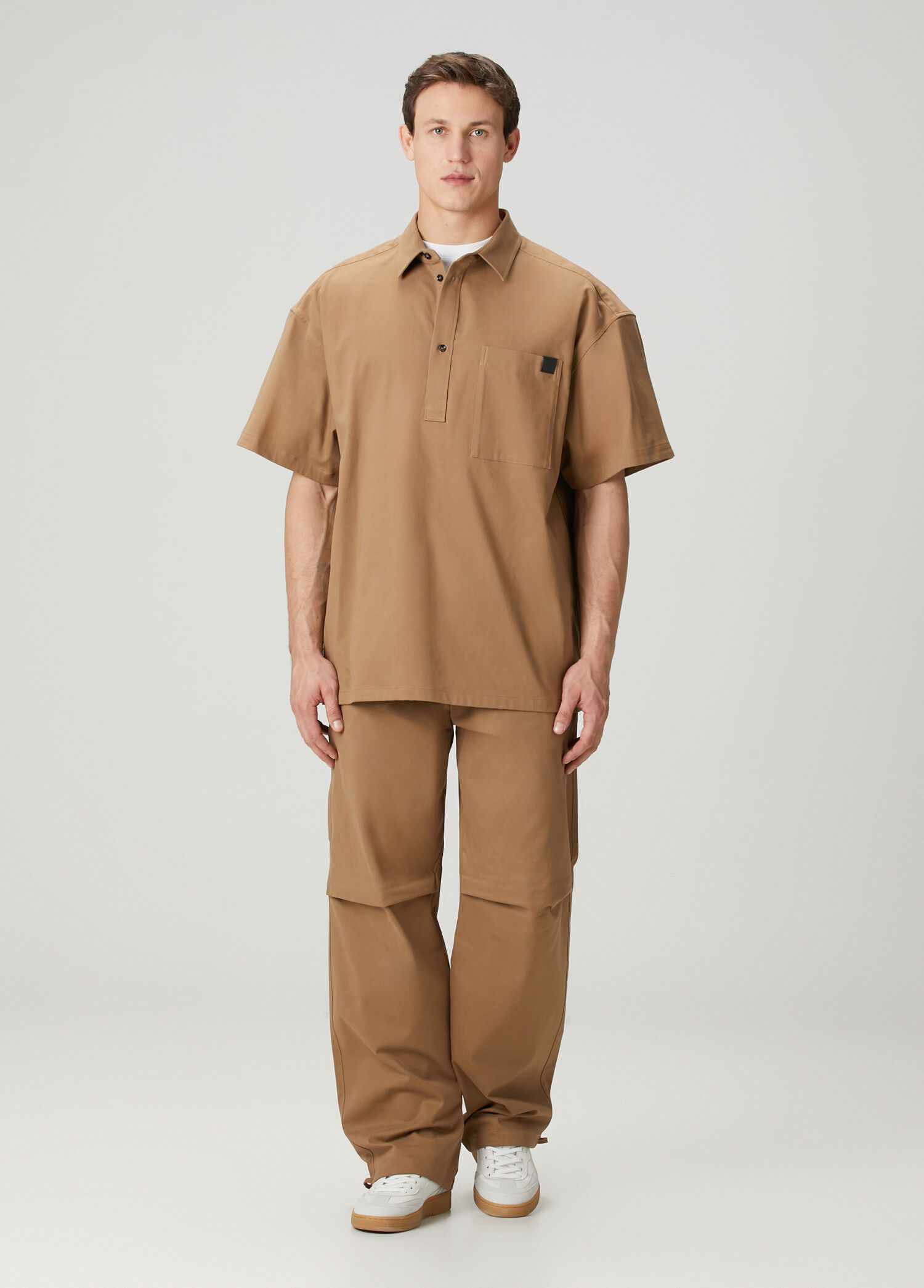 Koyu Bej Beli Kemerli Pantolon