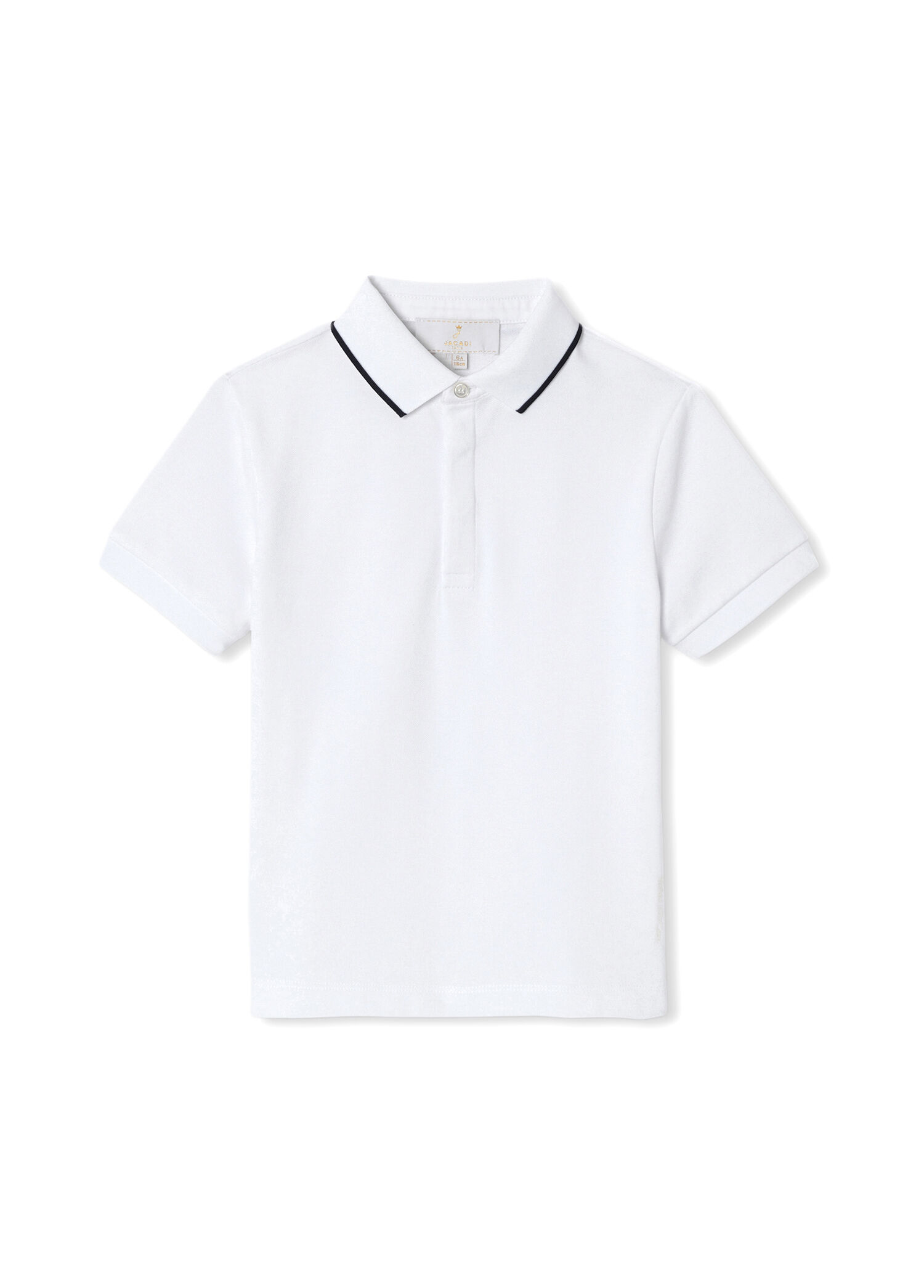 Beyaz Pamuklu Polo Yaka Kısa Kollu Erkek Çocuk T-Shirt