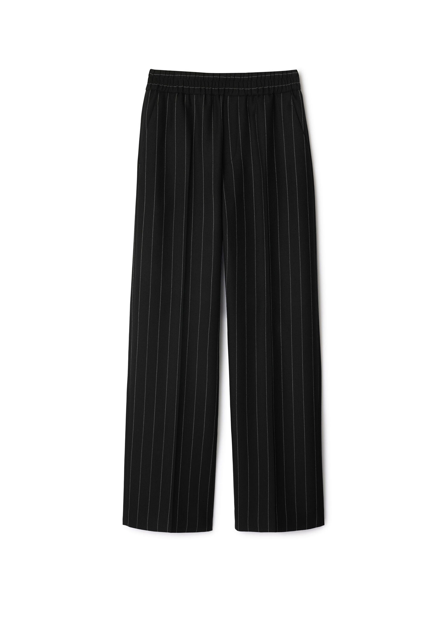 Giu Pinstriped Wool Tailored Siyah Kadın Pantolon