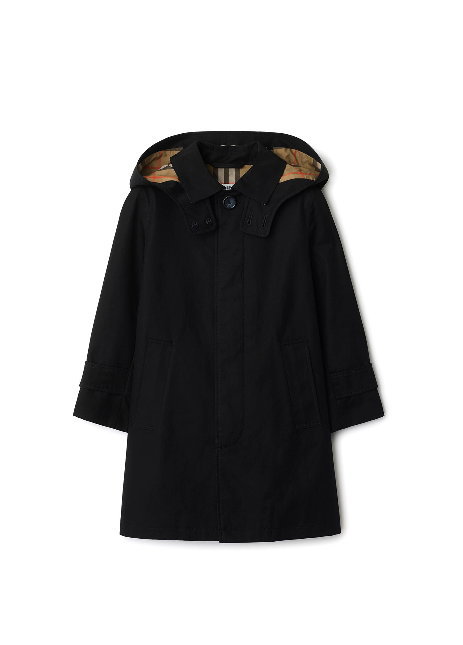 Siyah Pamuklu Kapüşonlu Unisex Çocuk Mont
