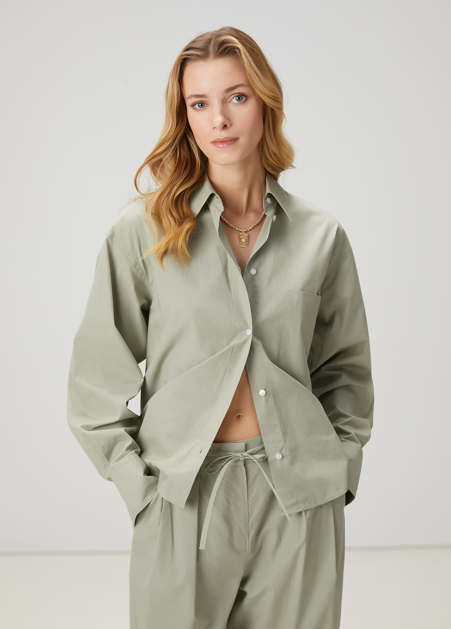Mint Saten Poplin Gömlek_2