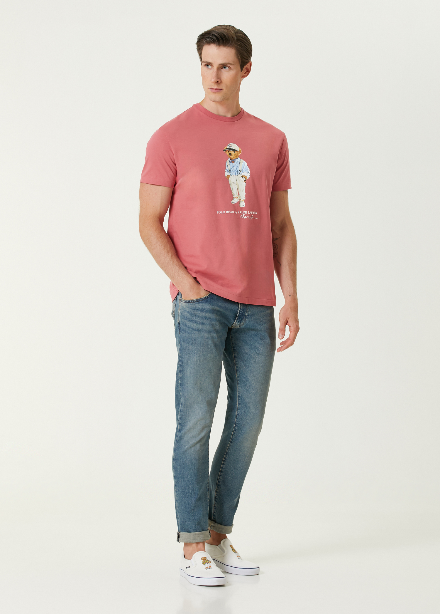 Pembe Logo Baskılı T-shirt_1