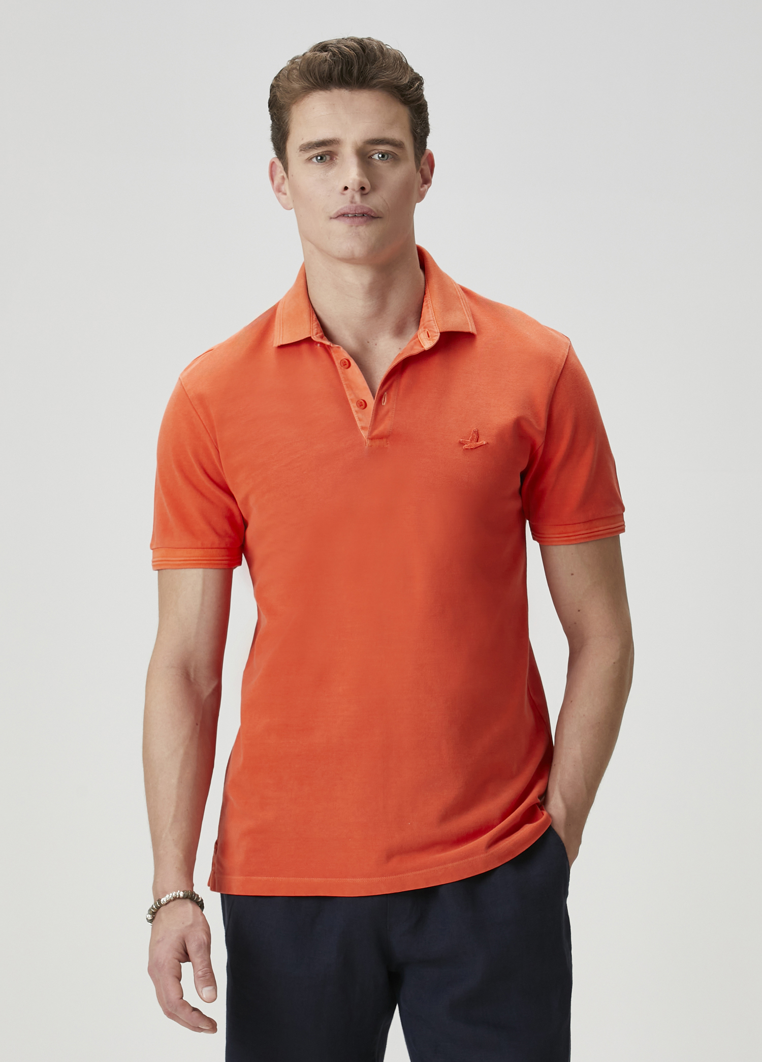 Comfort Fit Nar Çiçeği Polo Yaka T-shirt