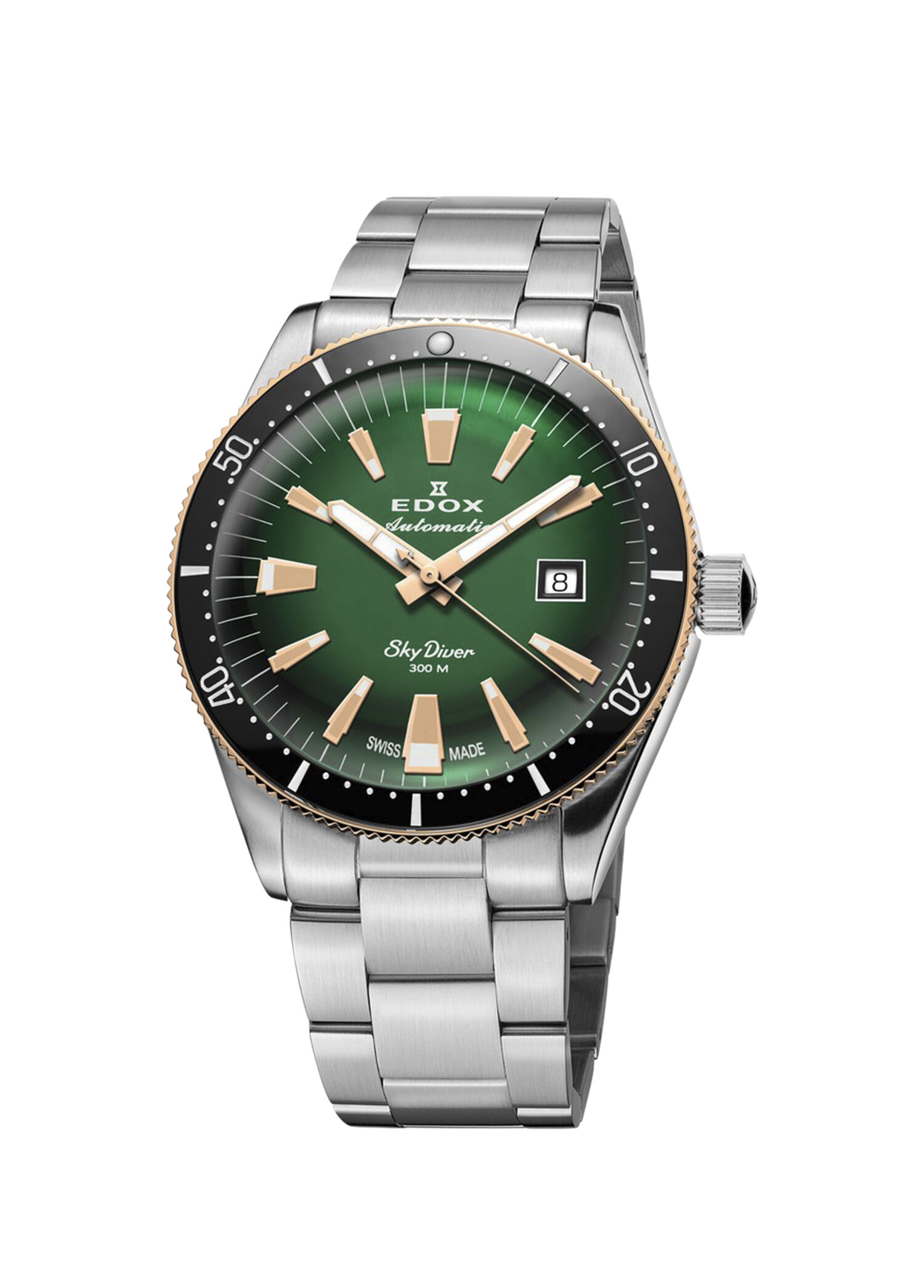Edox Yeşil Erkek Skydiver 80126-357RNM-VIR Çelik Erkek Kol Saati