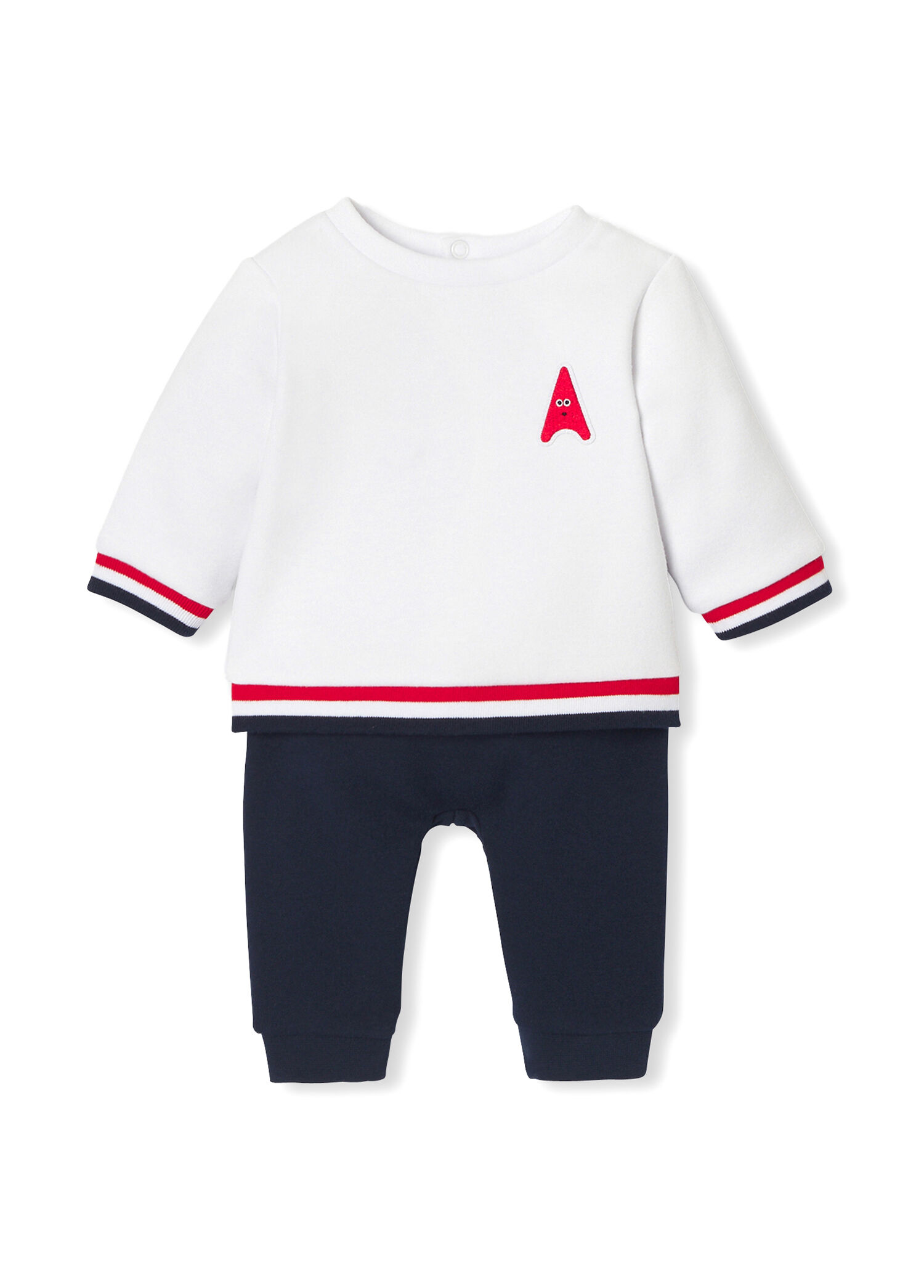 Beyaz Mavi Kazak & Pantolon Erkek Bebek Polar 2'li Set
