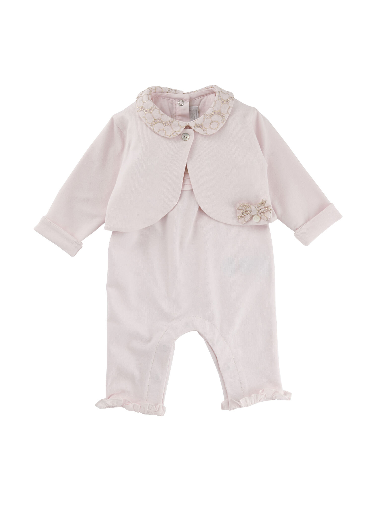 Pembe Kız Bebek Tulum ve Bolero 2'li Set