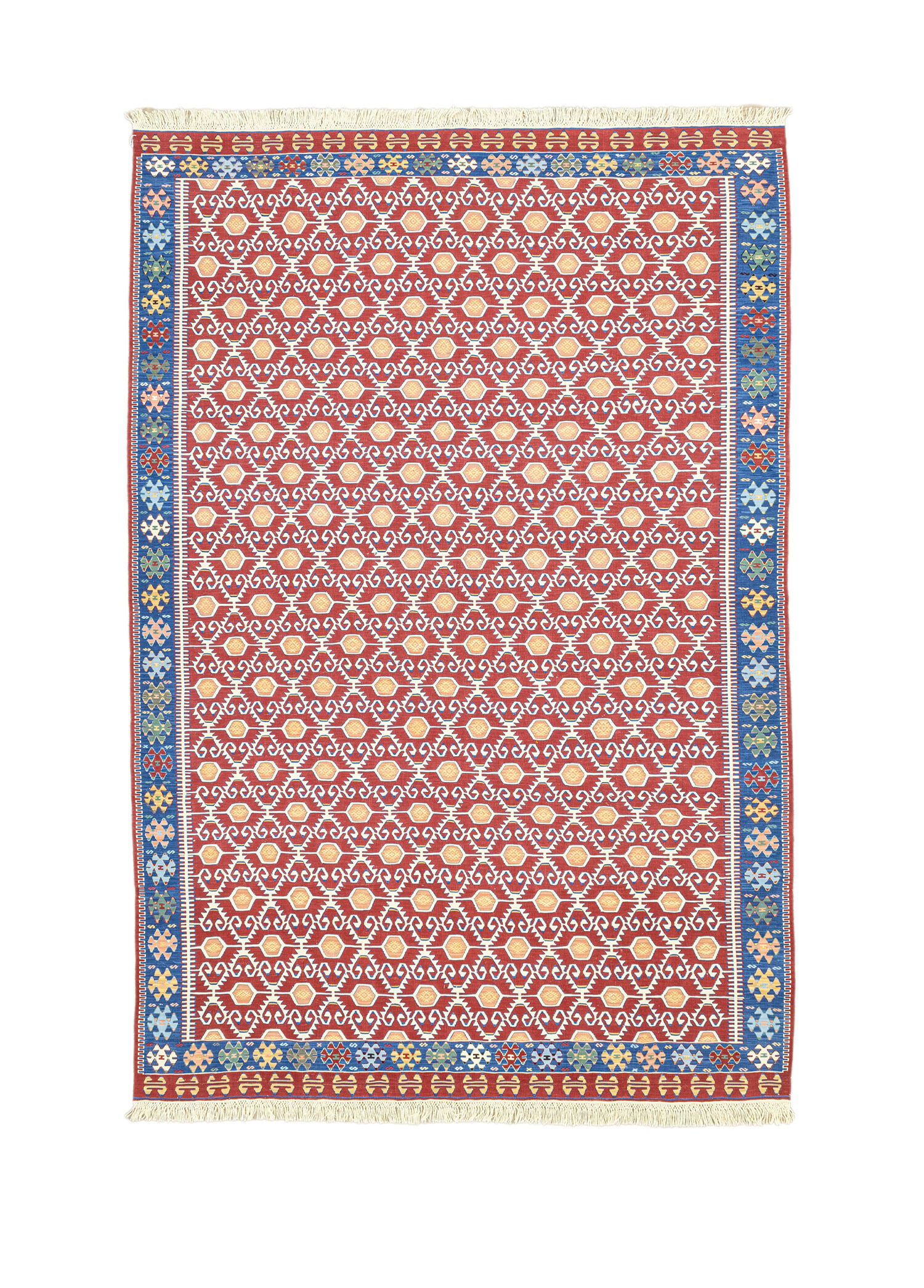 Ahil El Dokuma Kırmızı Yün Kilim 209x297 cm