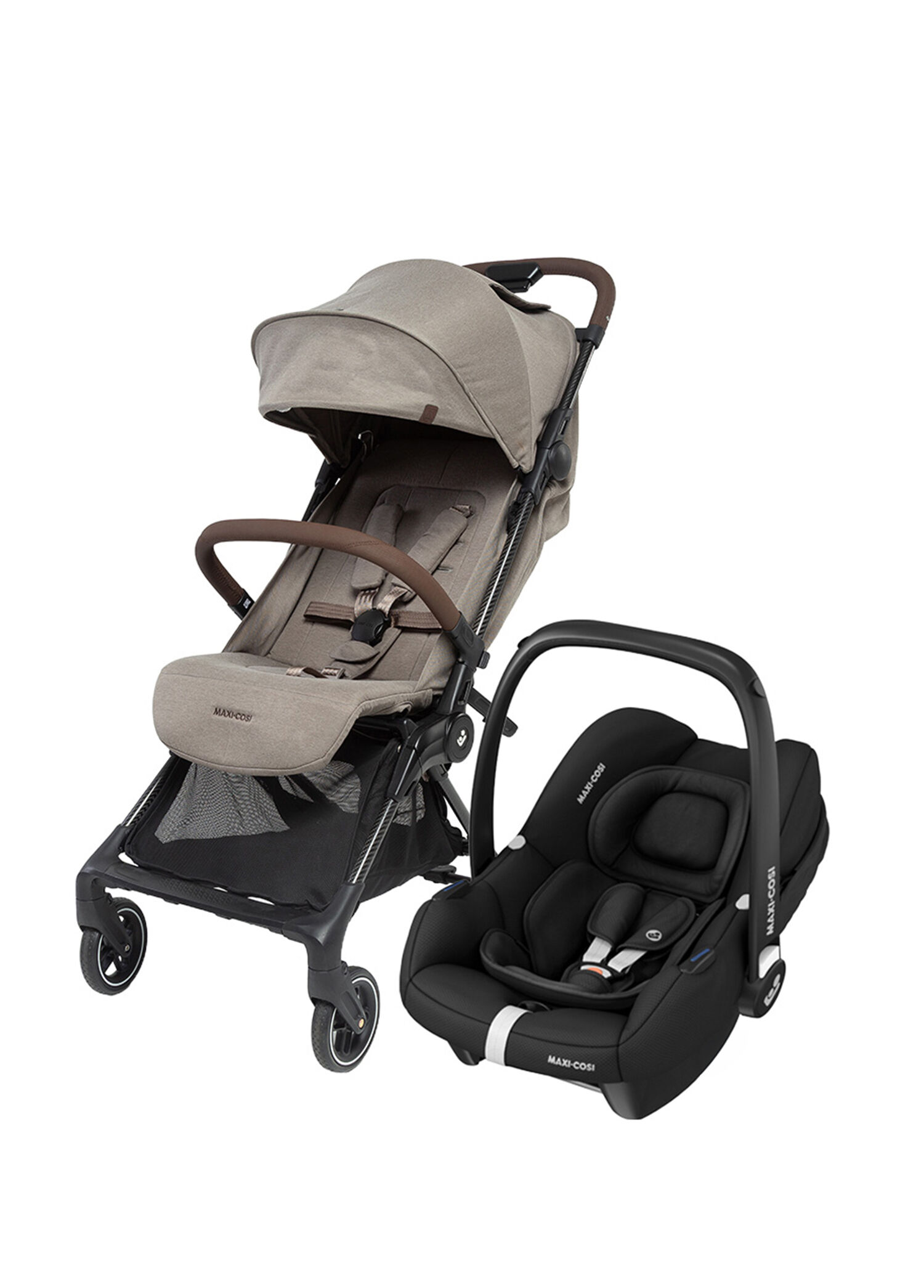 Oslo Cabriofix I-Size Truffle Black Tek Elle Katlanabilen Ultra Kompakt Seyahat Sistem Bebek Arabası