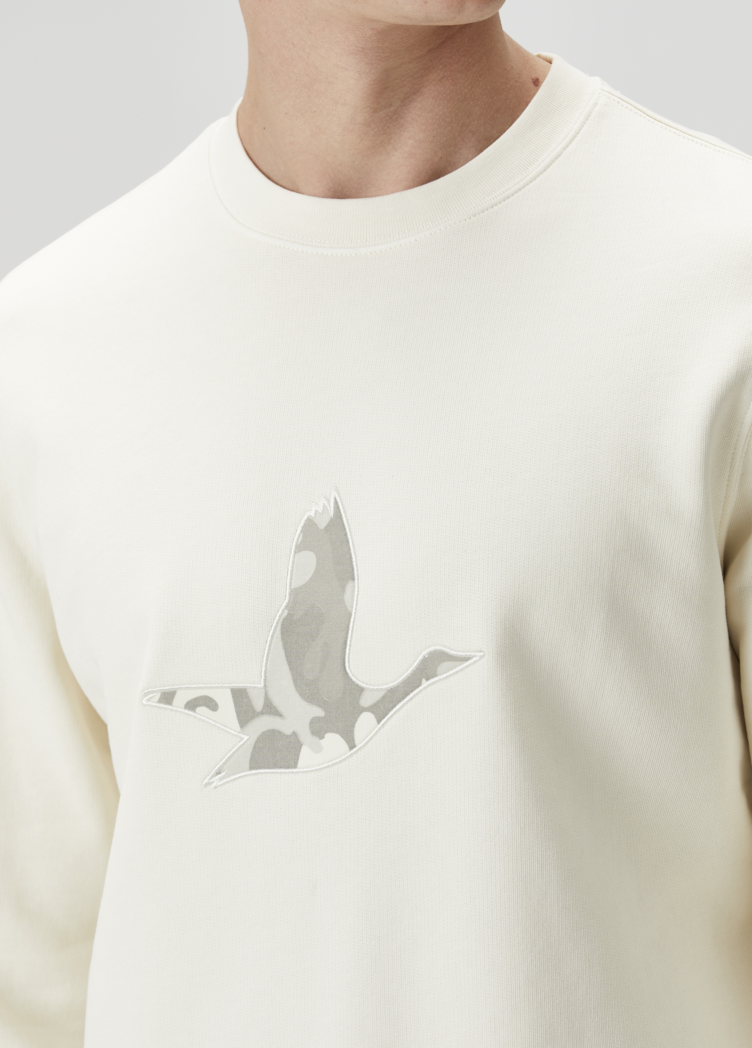 Krem Kamuflaj Kaz Nakışlı Sweatshirt_5