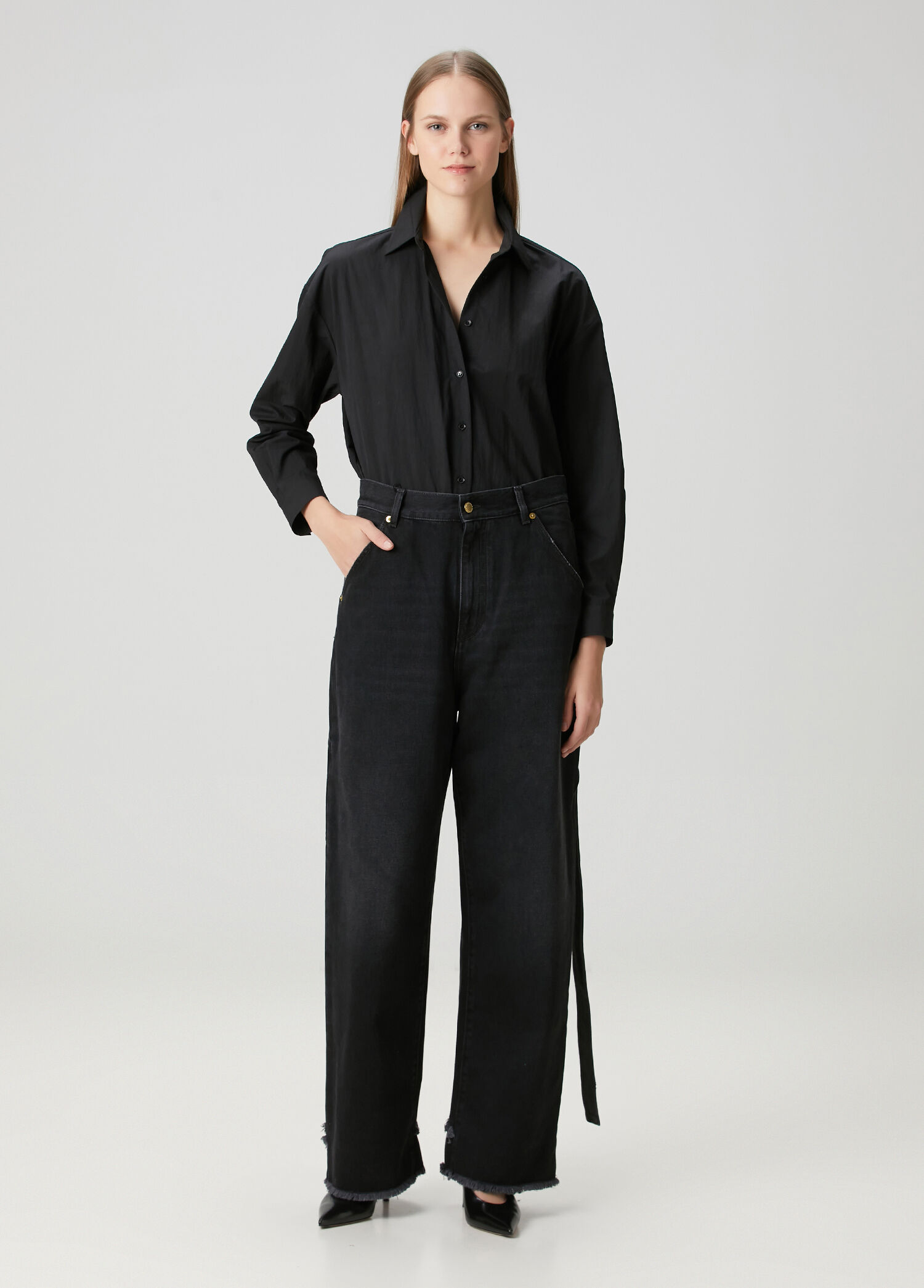 Loose Fit Siyah Jean Pantolon