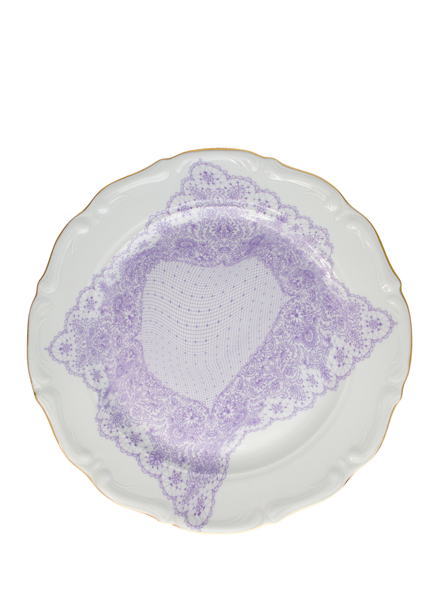P Gorgo Iruka Volante Dentelle Lila Porselen Tabak 27 Cm