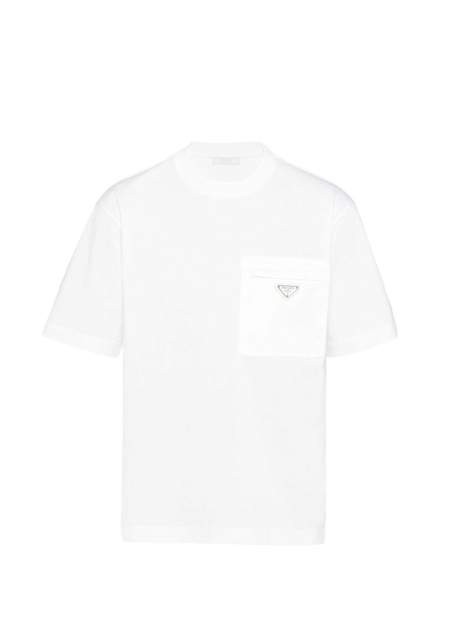 Beyaz Re-Nylon ve Jarse Kısa Kollu Erkek T-shirt
