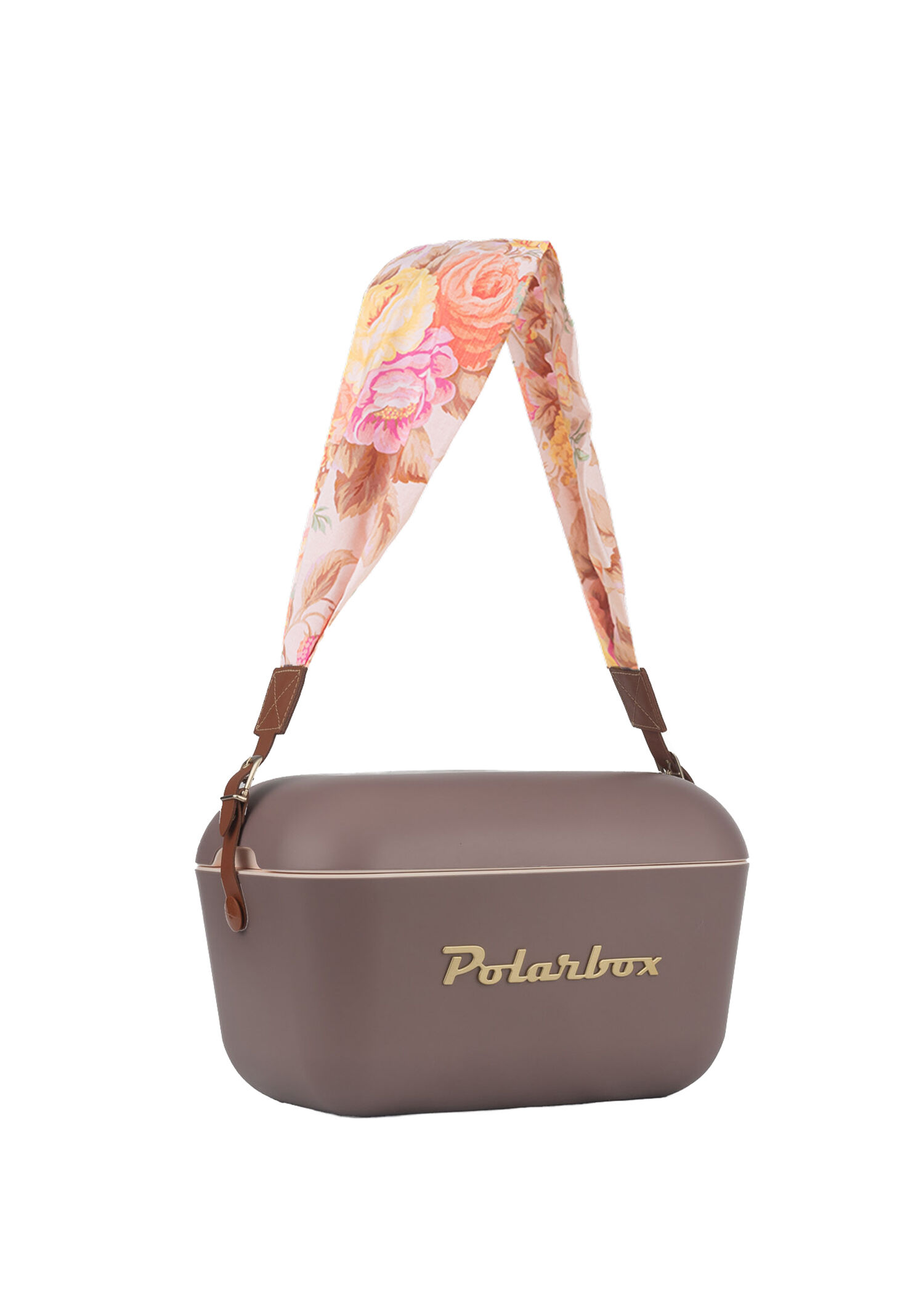 Prinkstyle Flower Mauve Gold Classic Pamuk Deri Kayışlı Soğuk ve Sıcak Tutucu Thermo Box 12 lt