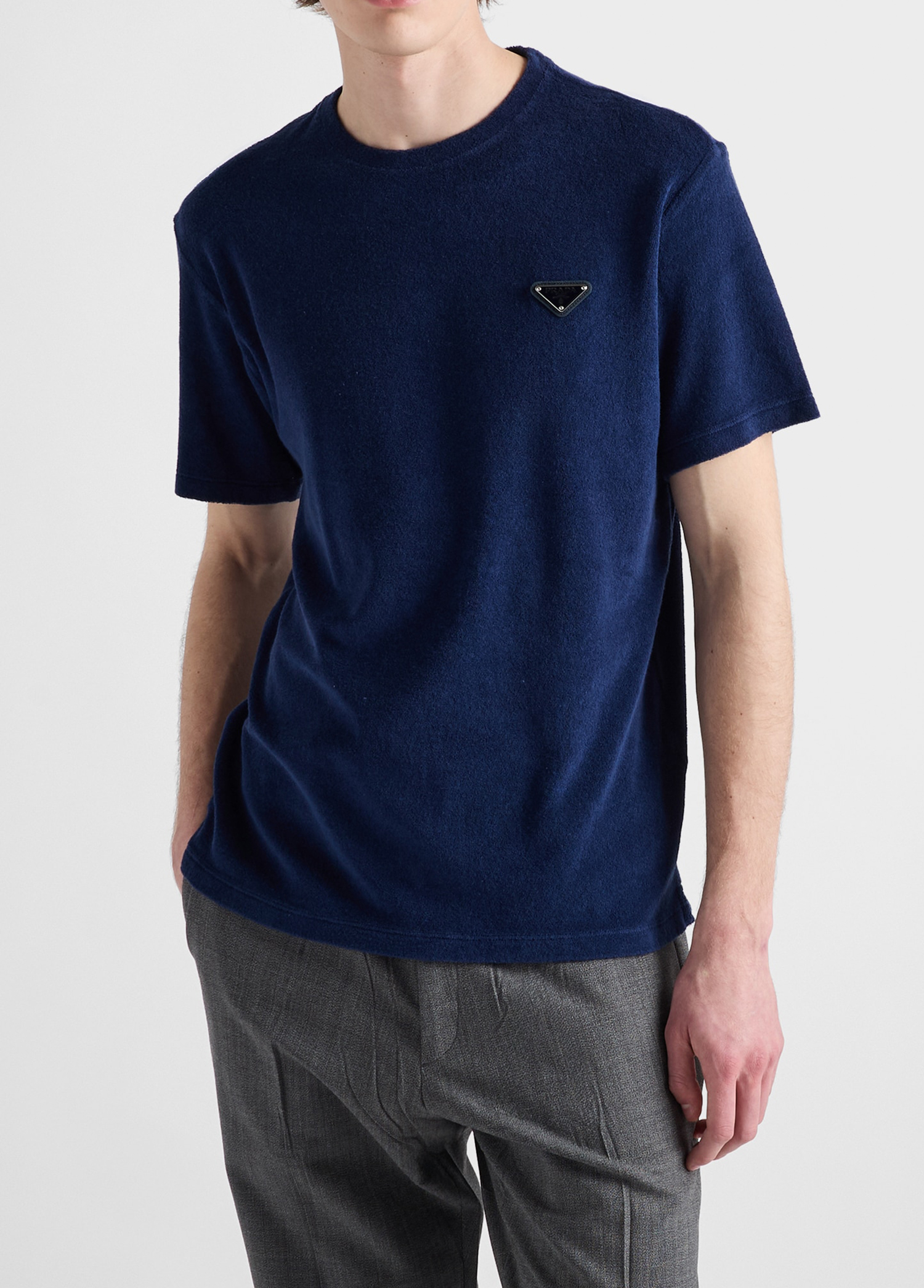 Prada V Neck T Shirt Blue Mavi Prada Mavi Men Blue Terry Cloth