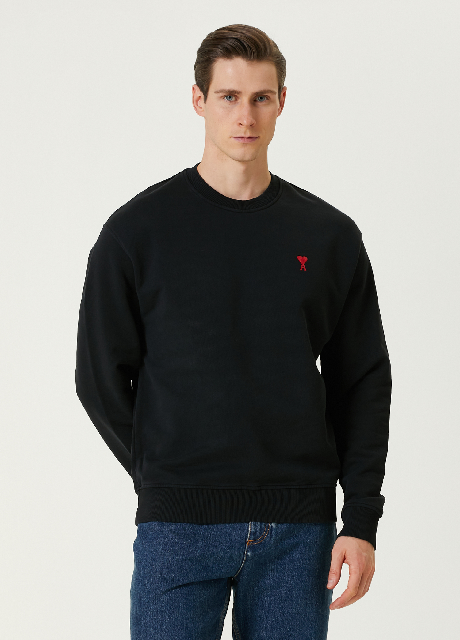 Siyah Logo Nakışlı Sweatshirt