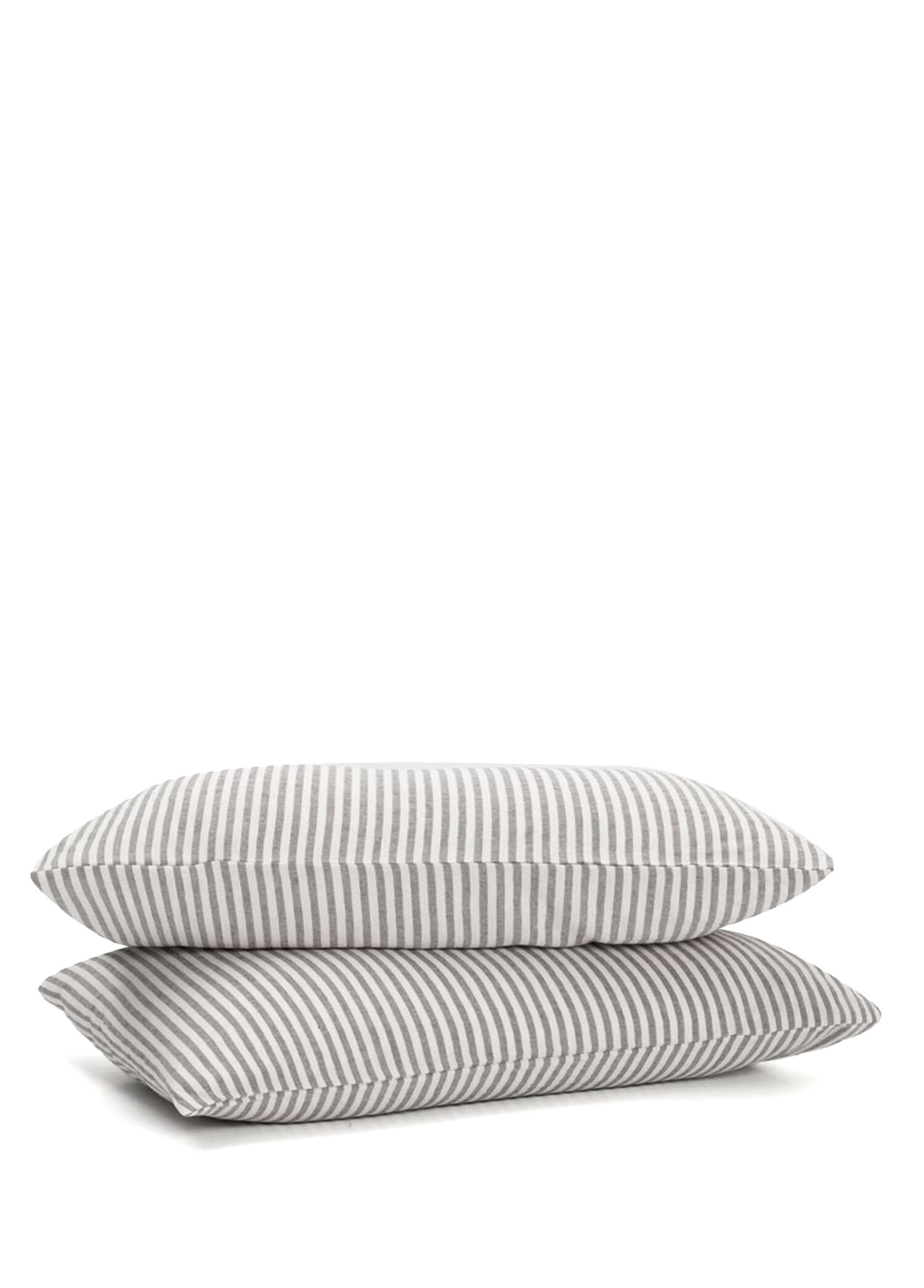 Striped Serenity Antrasit Keten 2'li Yastık Kılıfı Seti