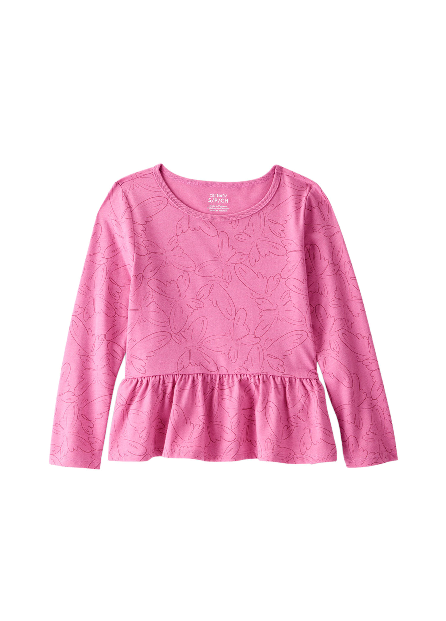 Pembe Fırfır Detaylı Uzun Kollu Kız Çocuk T-shirt