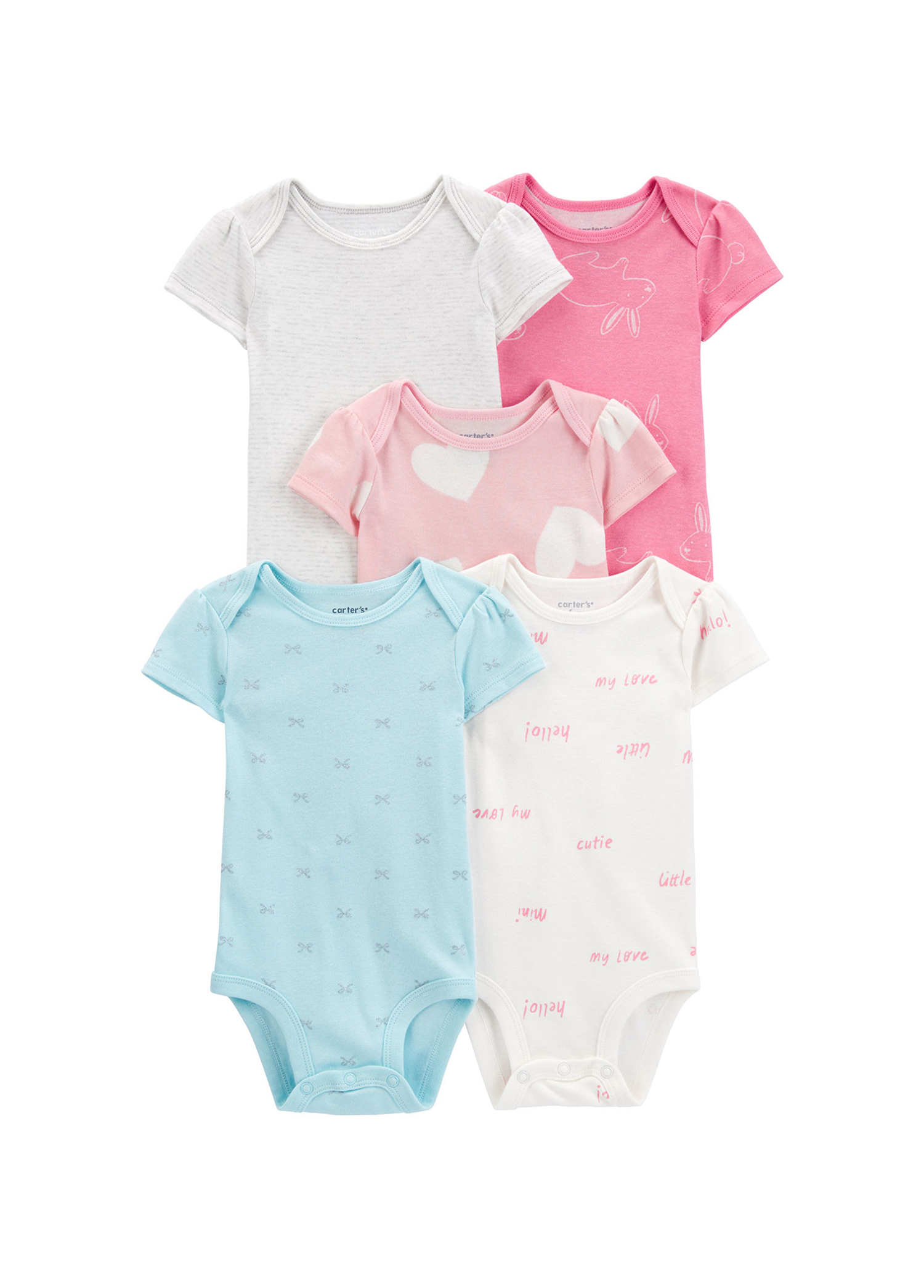 Çıtçıtlı Kısa Kollu Kız Bebek 5'li Body Set