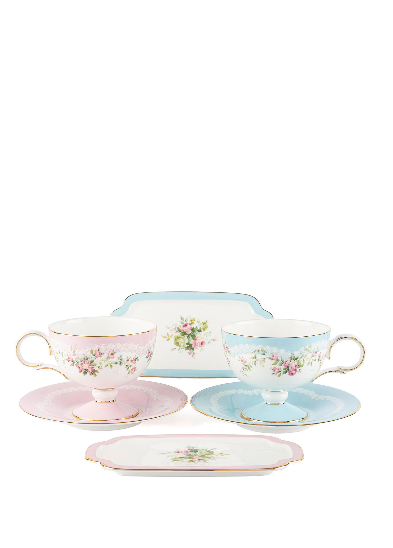 Rose Charm Porselen 6 Parça 2 Kişilik Çay Fincanı Seti