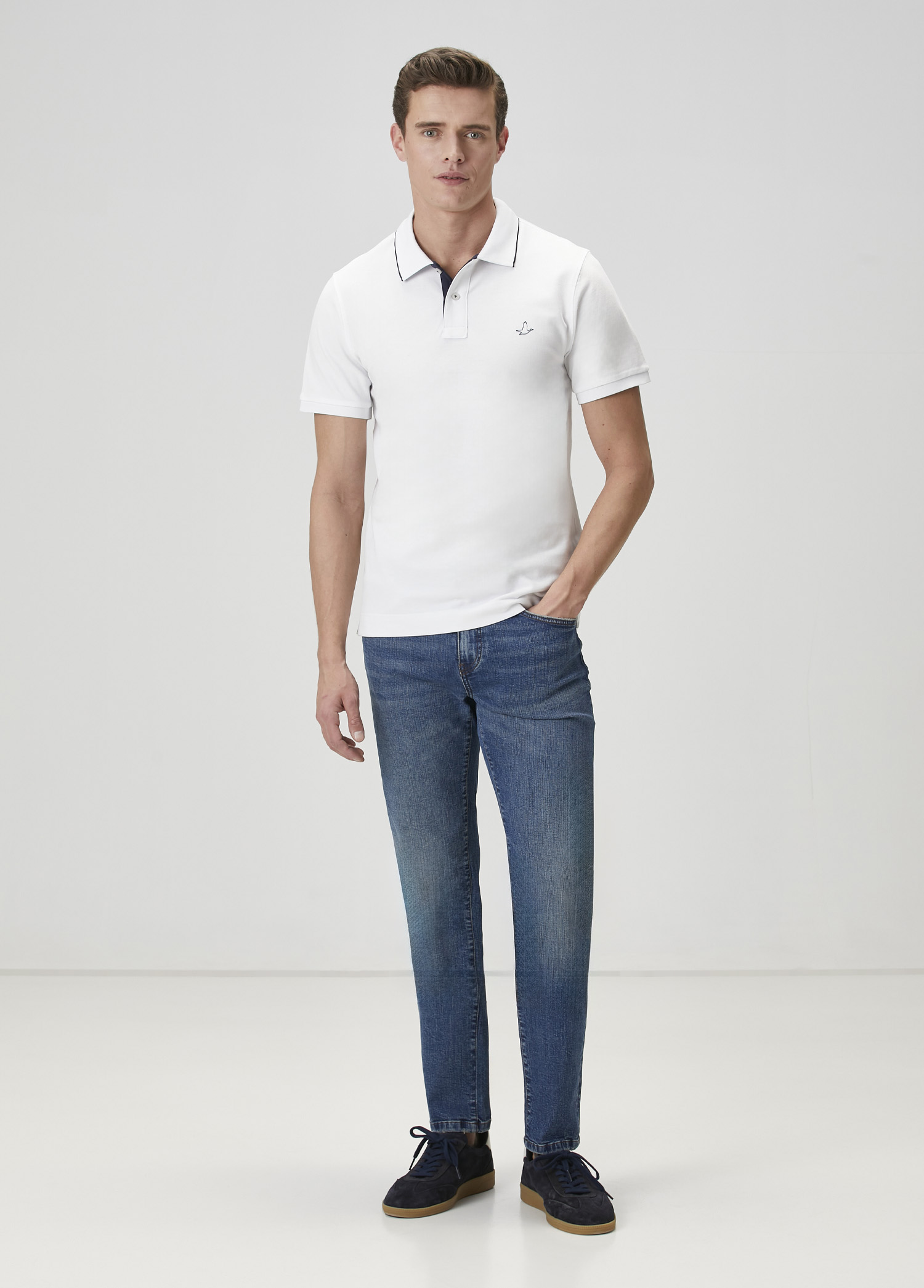 Slim Fit Beyaz Polo Yaka T-shirt_2