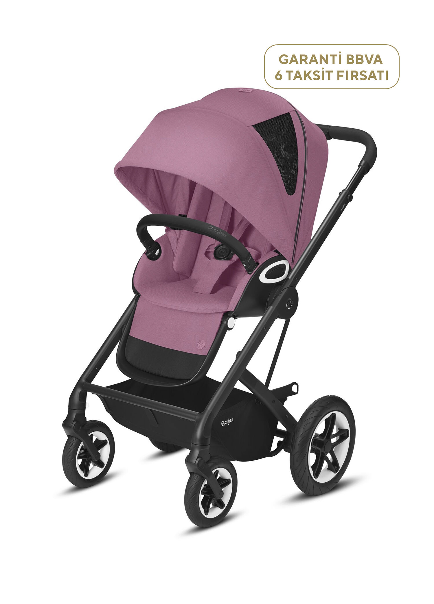 Talos S Lux Black-Magnolia Pink Konforlu Çift Yönlü Tek Elle Katlanabilen Bebek Arabası