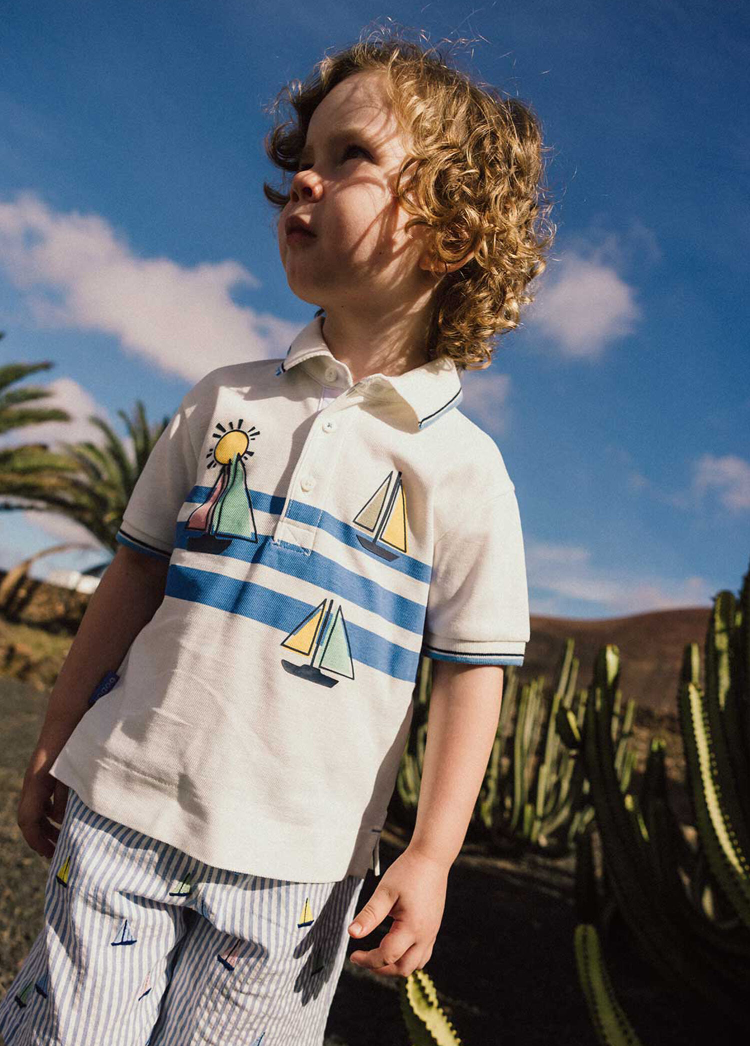 Boboli - White Polo Neck Short Sleeve Boys' T-shirt
