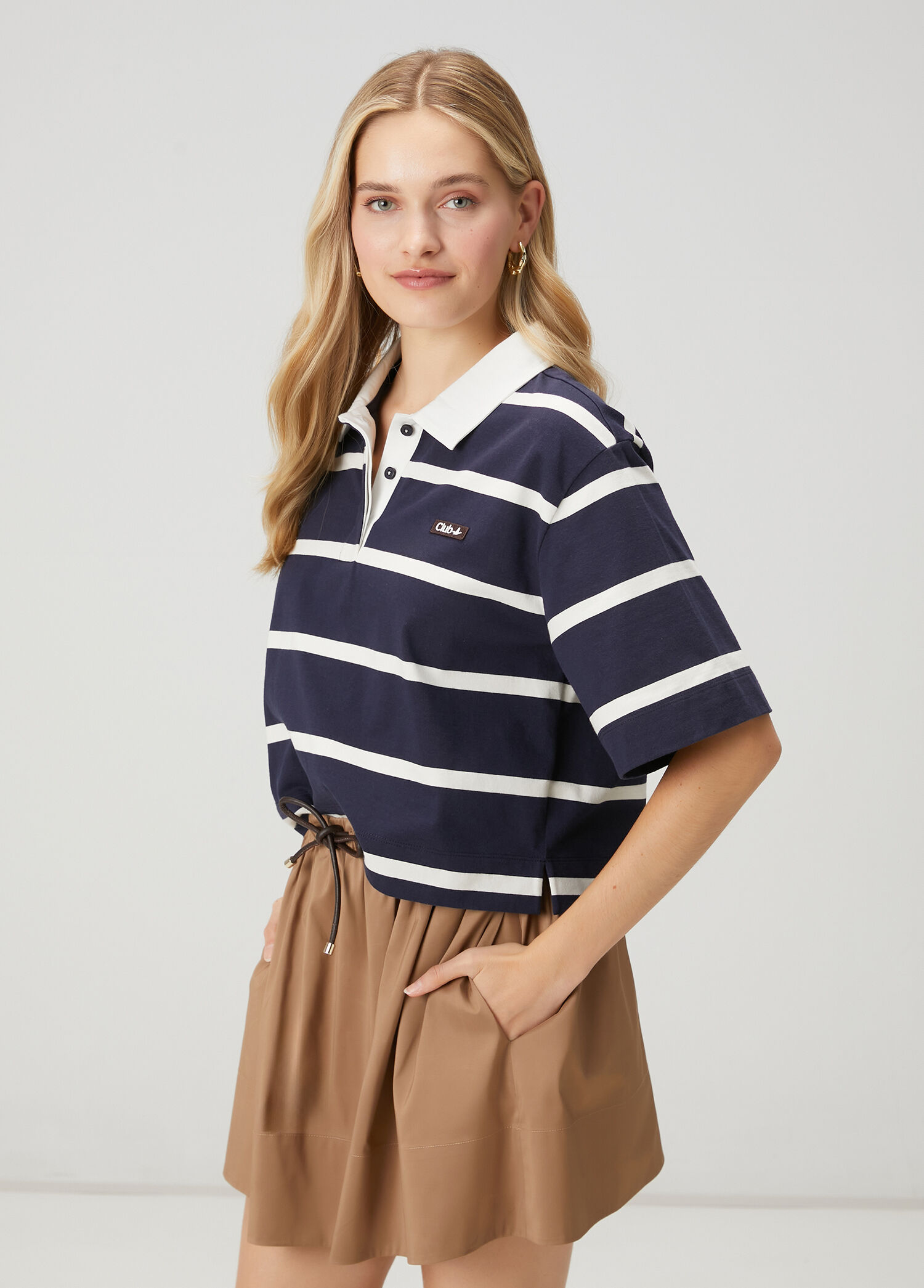 Lacivert Beyaz Çizgili Polo T-shirt
