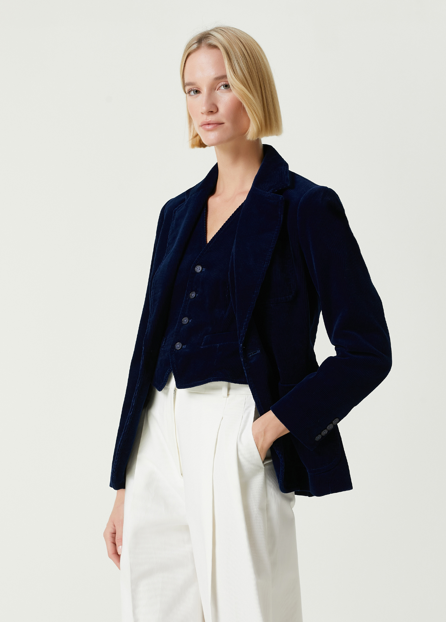 Lacivert Kadife Blazer