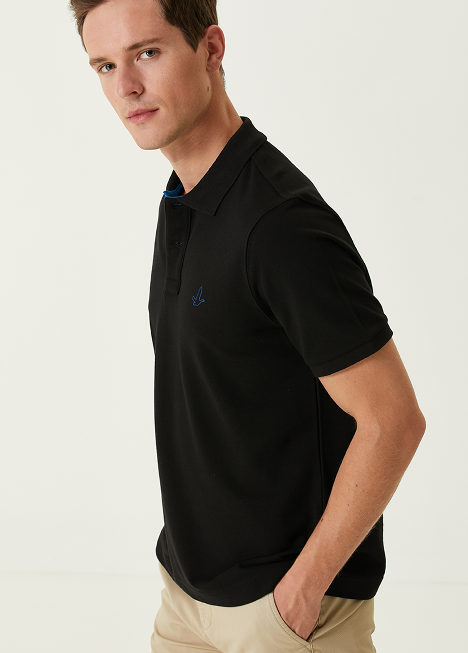 Comfort Fit Siyah Polo Yaka T-shirt_1