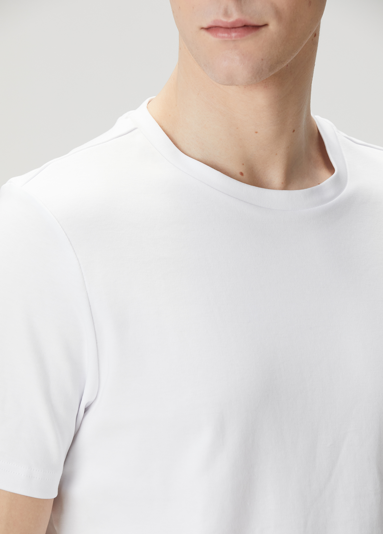 Regular Fit Beyaz Interlok T-shirt_4