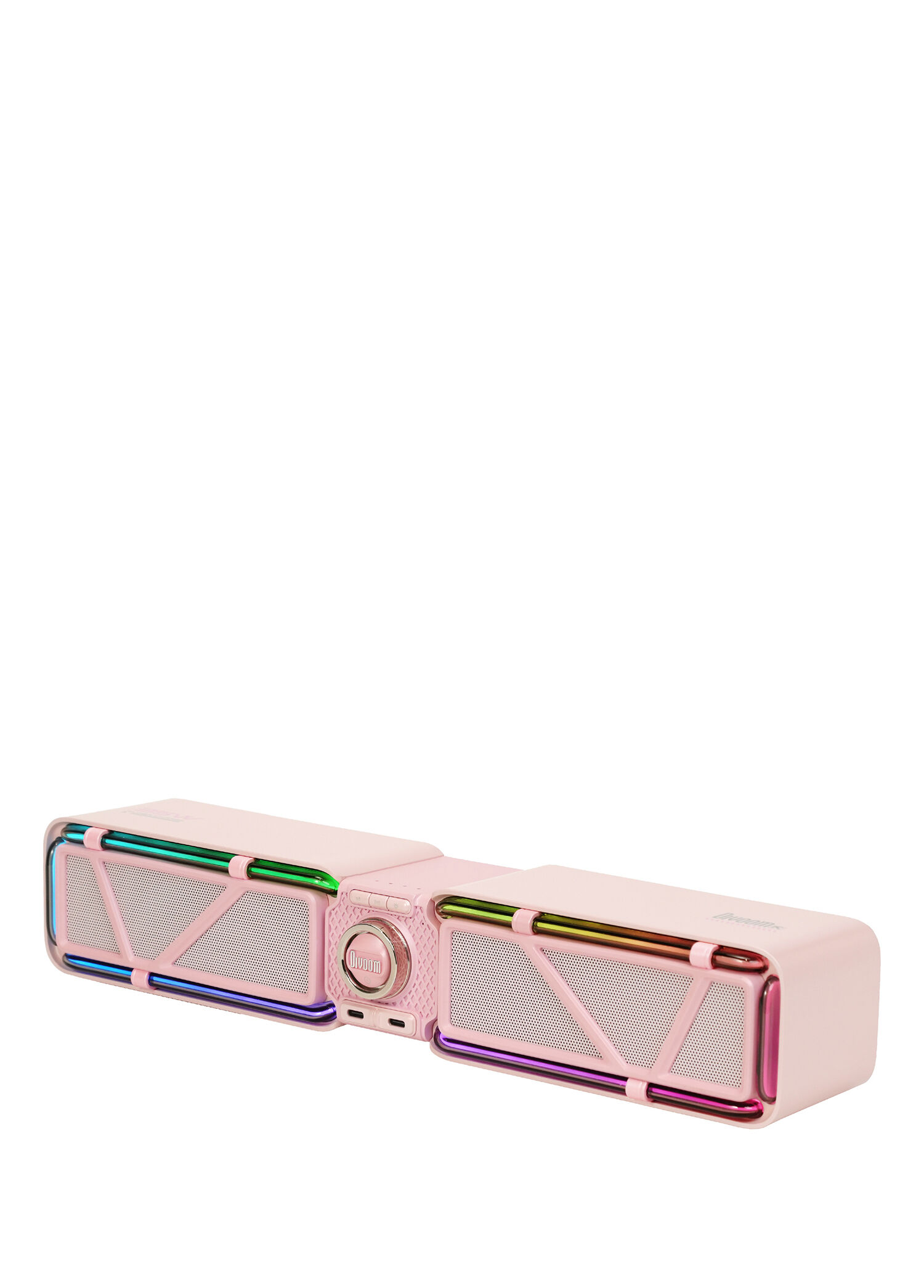 D-base Pembe Rgb Işıklı Çift Portlu 35W Hızlı Şarj USB/Aux 30W Masaüstü Bluetooth Gaming Hoparlör