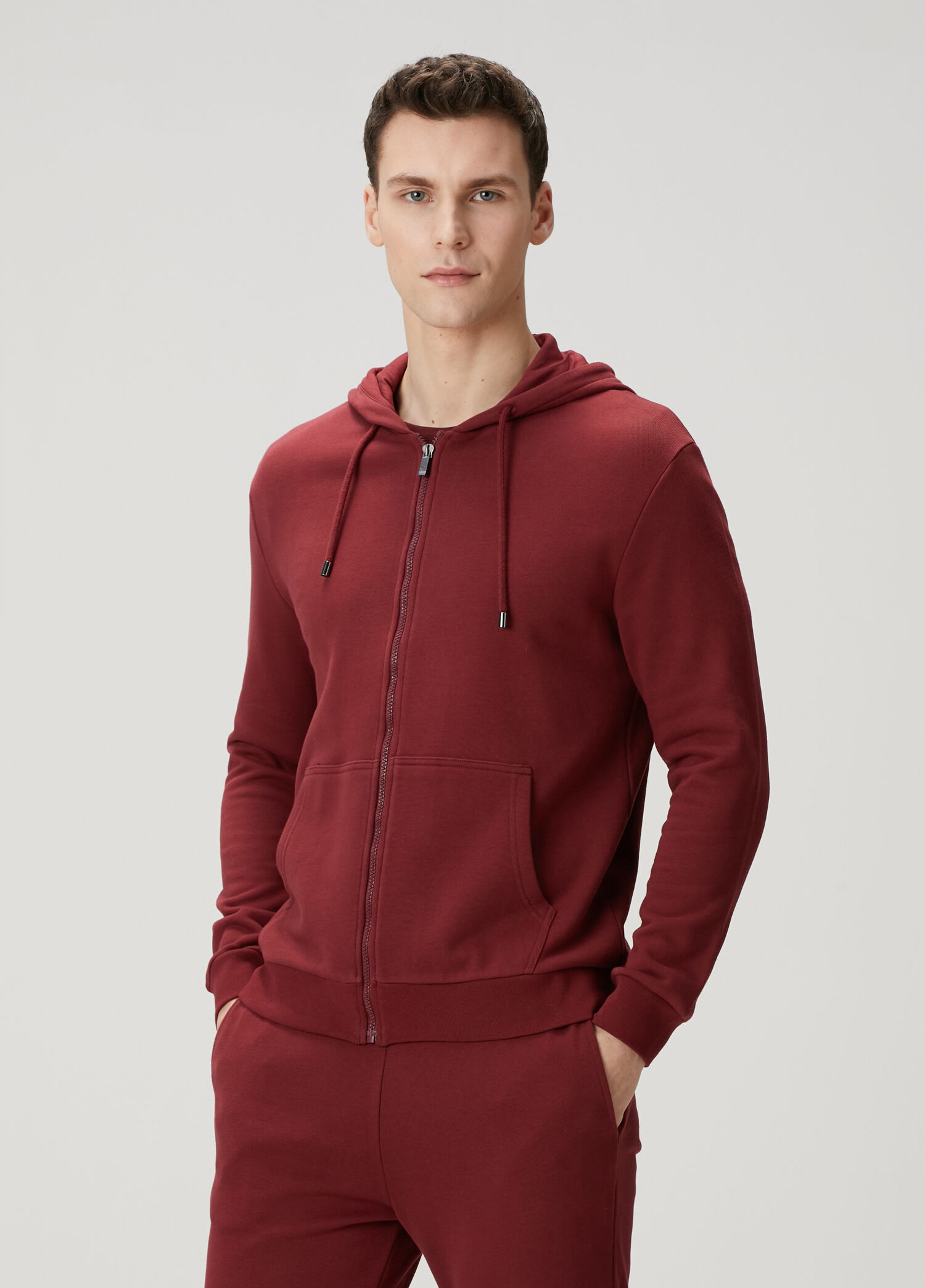 Bordo Kapüşonlu Sweatshirt