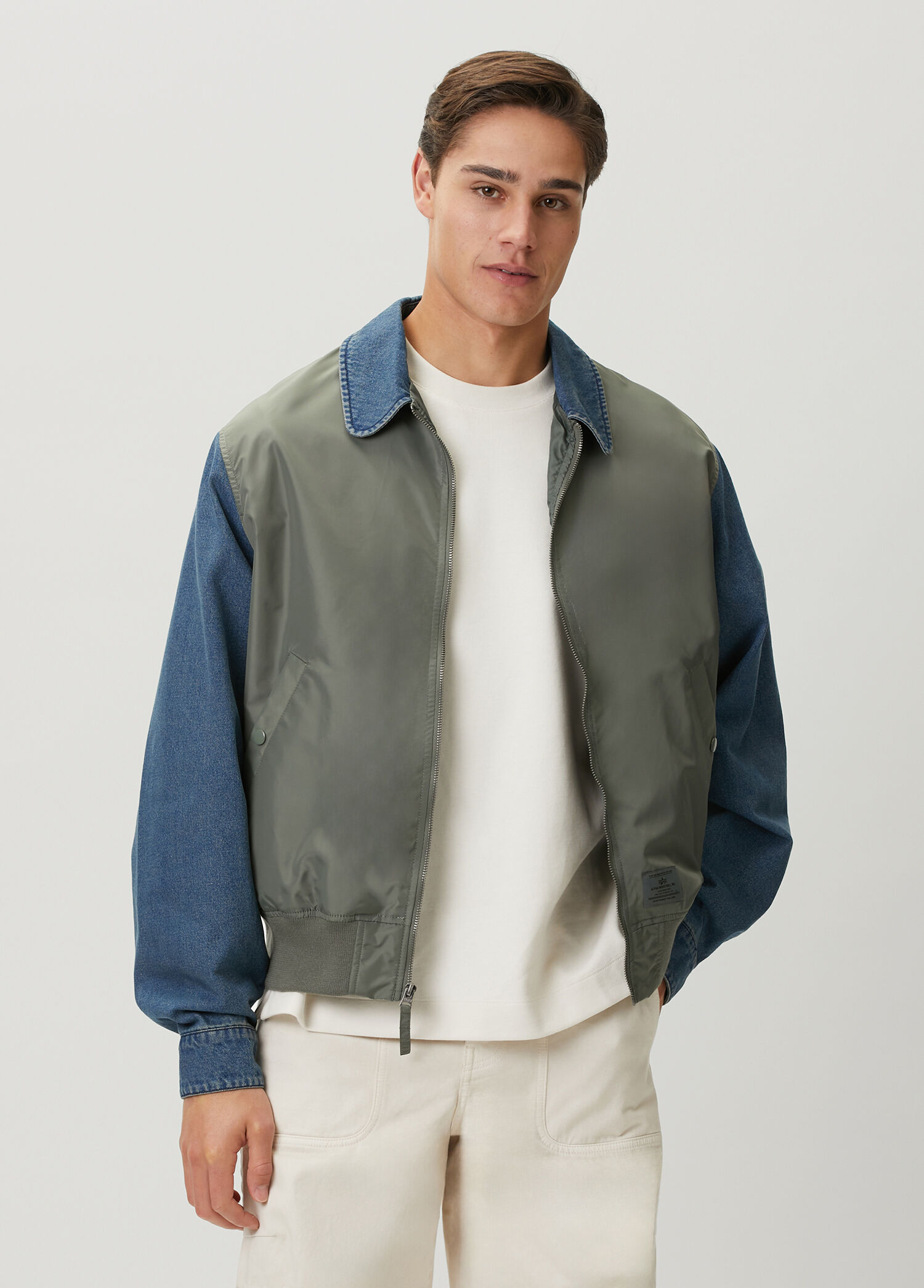 Gri Denim Garnili Bomber Mont