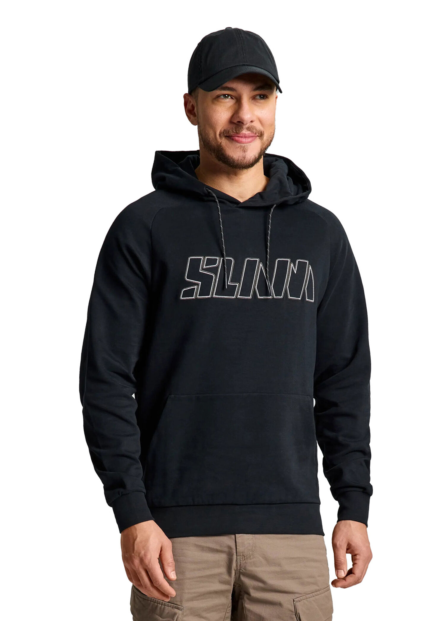 Logo Hoodie Siyah Kapüşonlu Erkek Sweatshirt