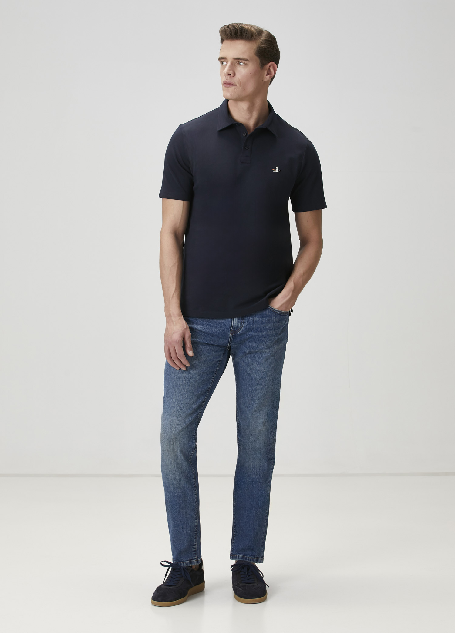 Comfort Fit Lacivert Polo Yaka T-shirt_1
