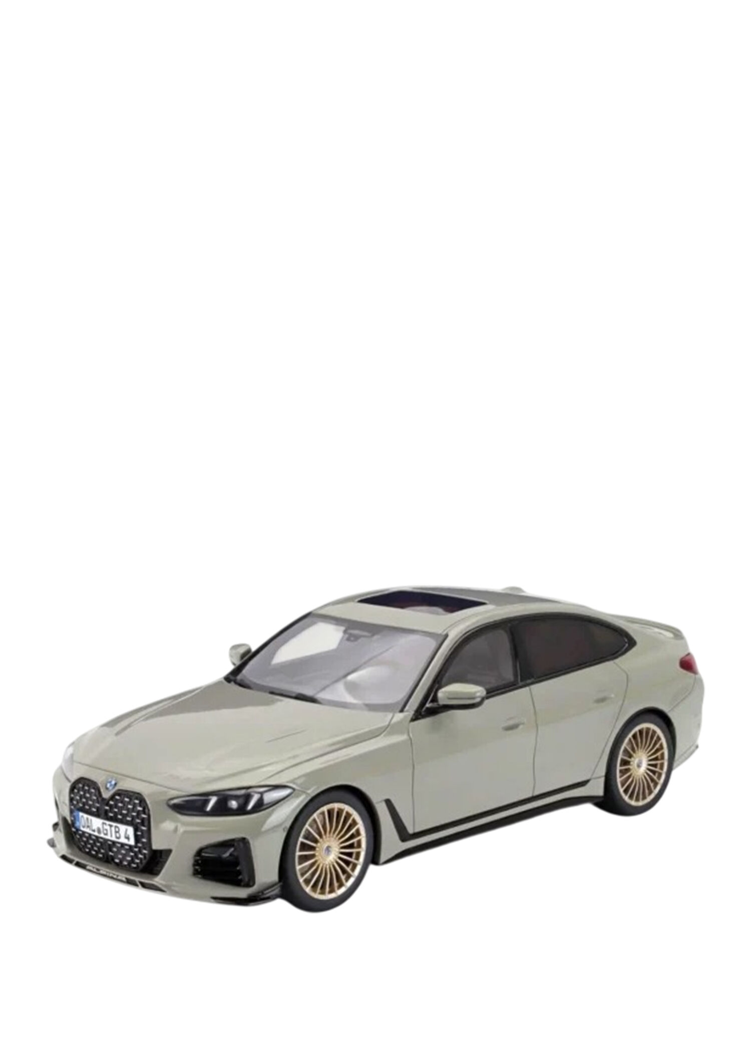1:18 2024 BMW 4 Series Alpina B4 GT Resin Gri Minyatür Model Araba