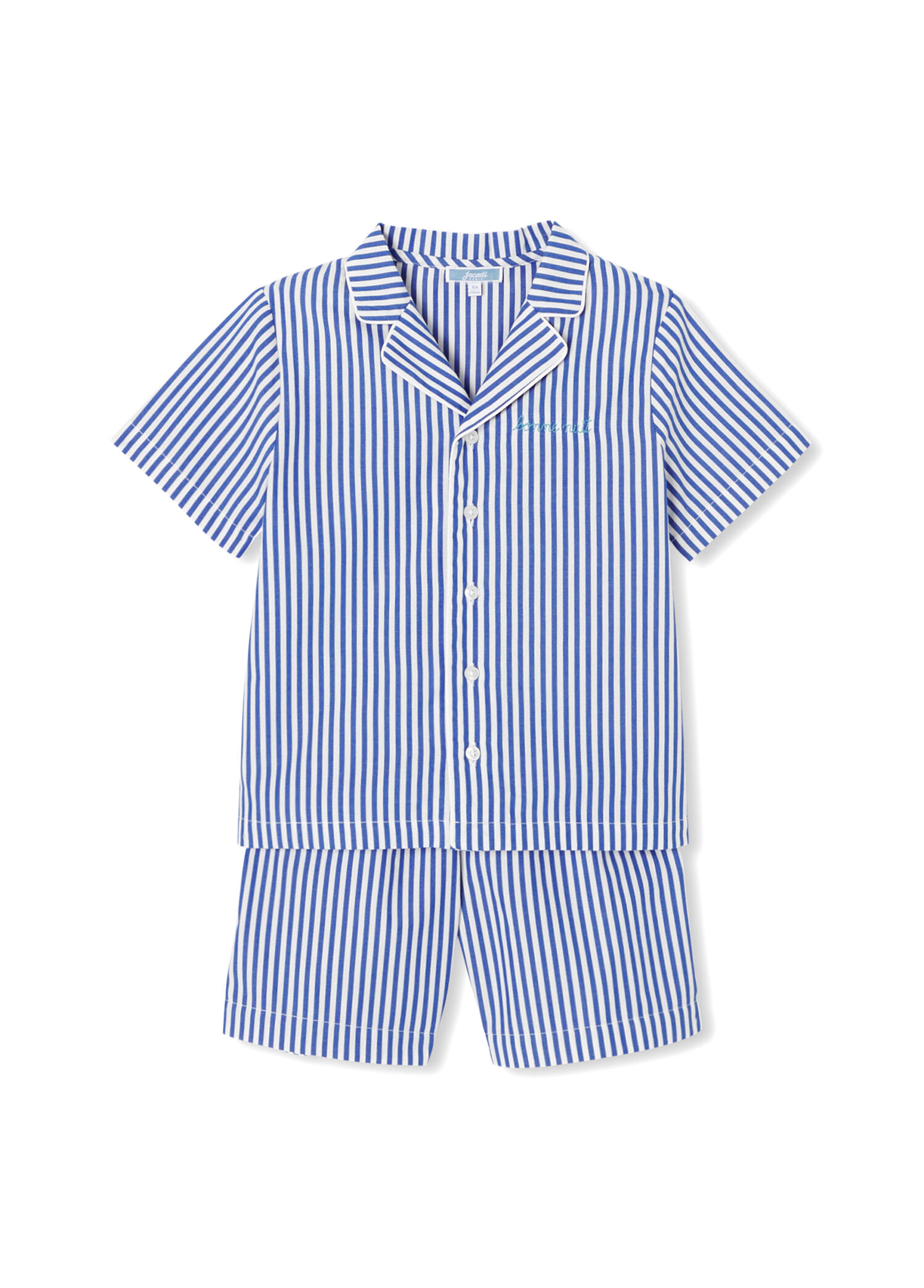 Mavi Çizgili Poplin Kısa Kollu Erkek Çocuk Pijama Takımı