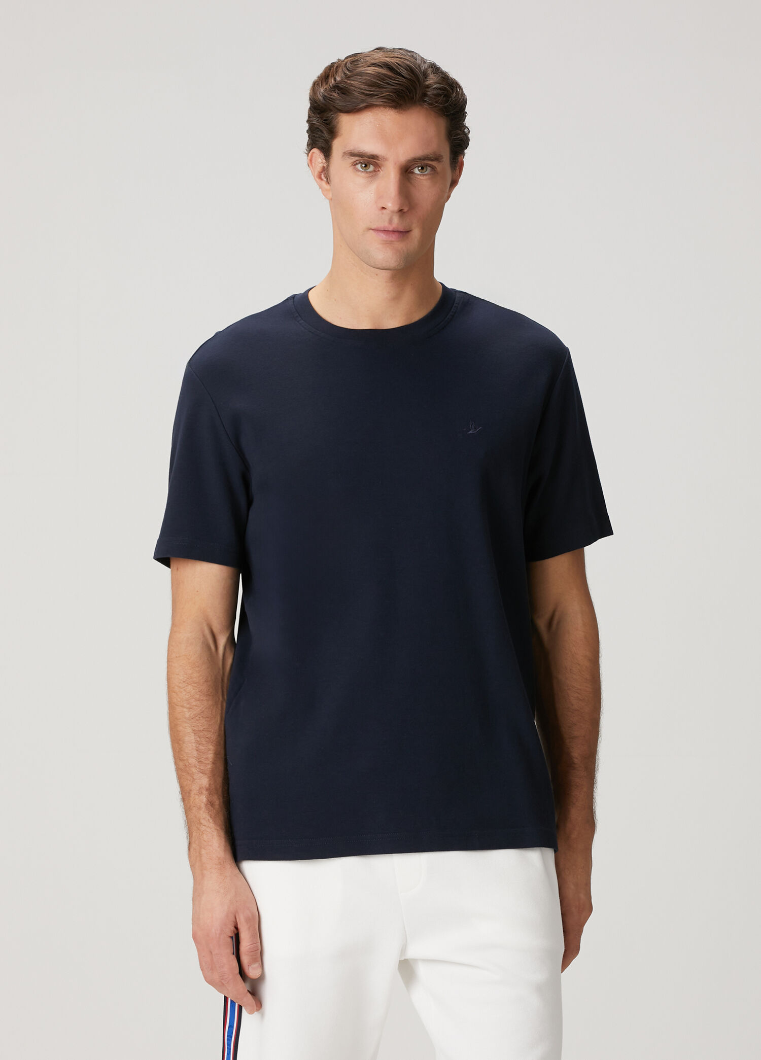Lacivert Relax Fit Interlock Basic T-shirt