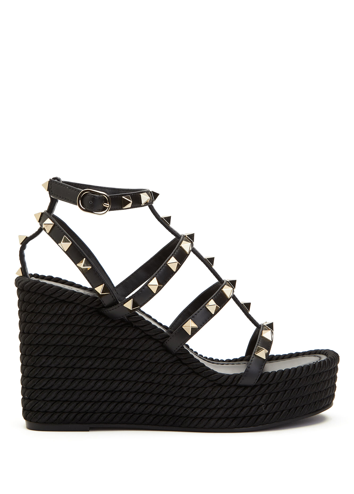 Rockstud Siyah Kadın Deri Espadril