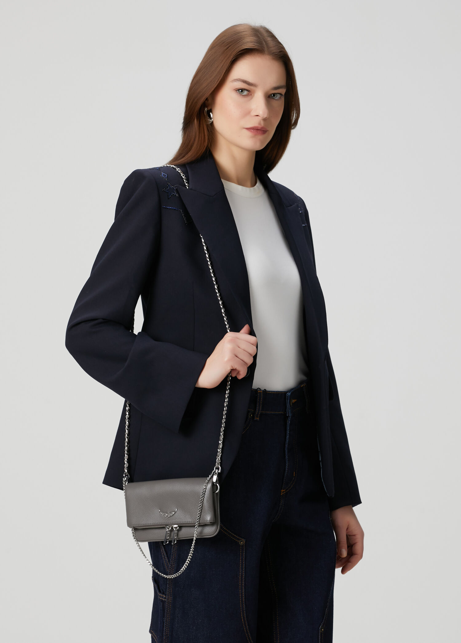 Zadig&Voltaire Gri Kadın Rock Nano Gri Kadın Deri Çanta 1882978