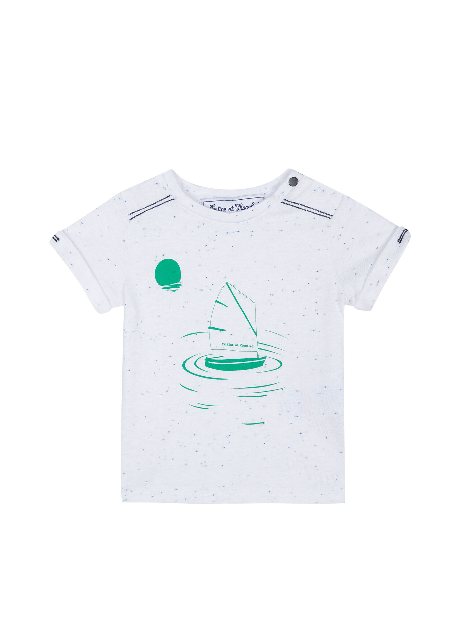 Beyaz Baskılı Kısa Kollu Erkek Bebek T-shirt