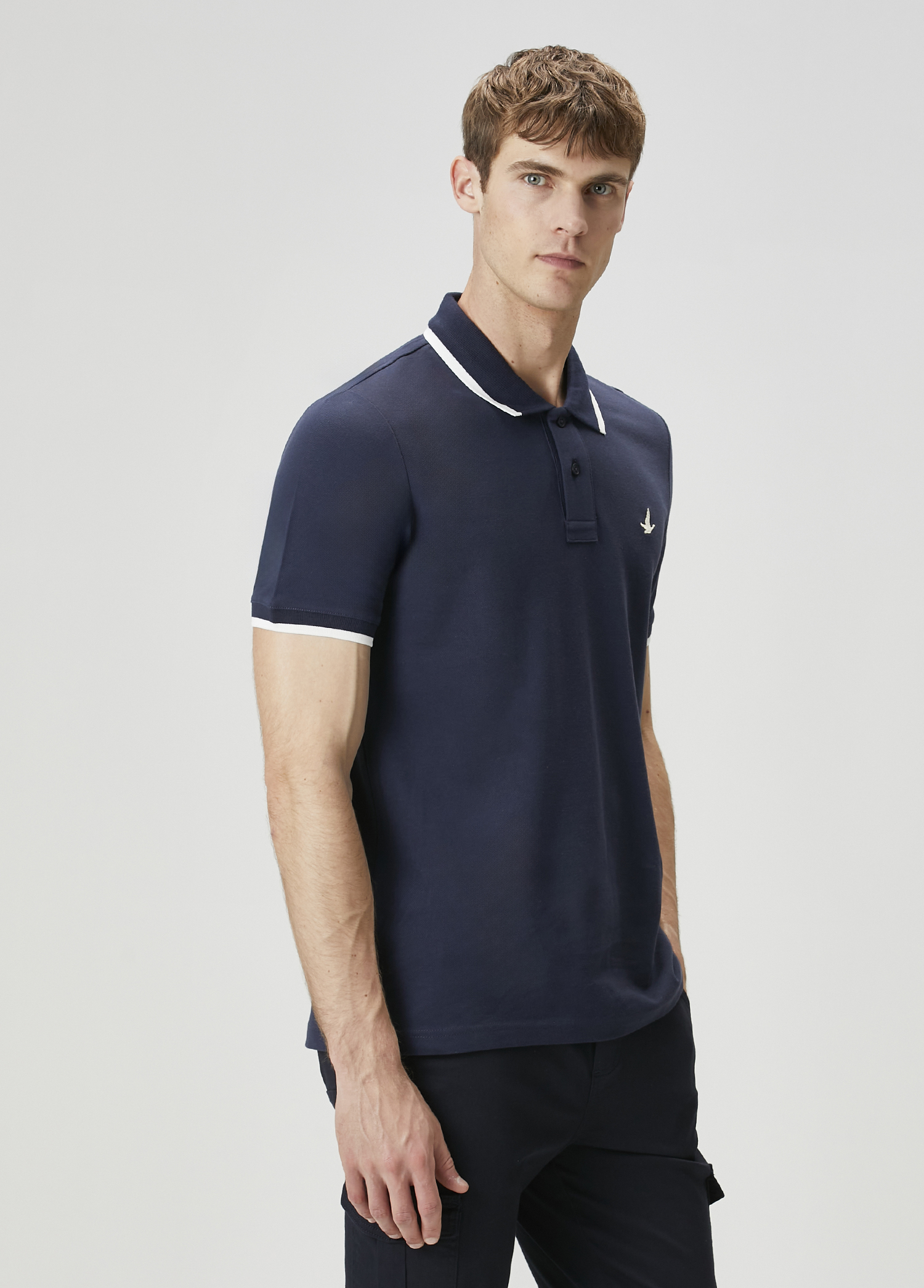 Lacivert Ekru Polo Yaka T-shirt_2
