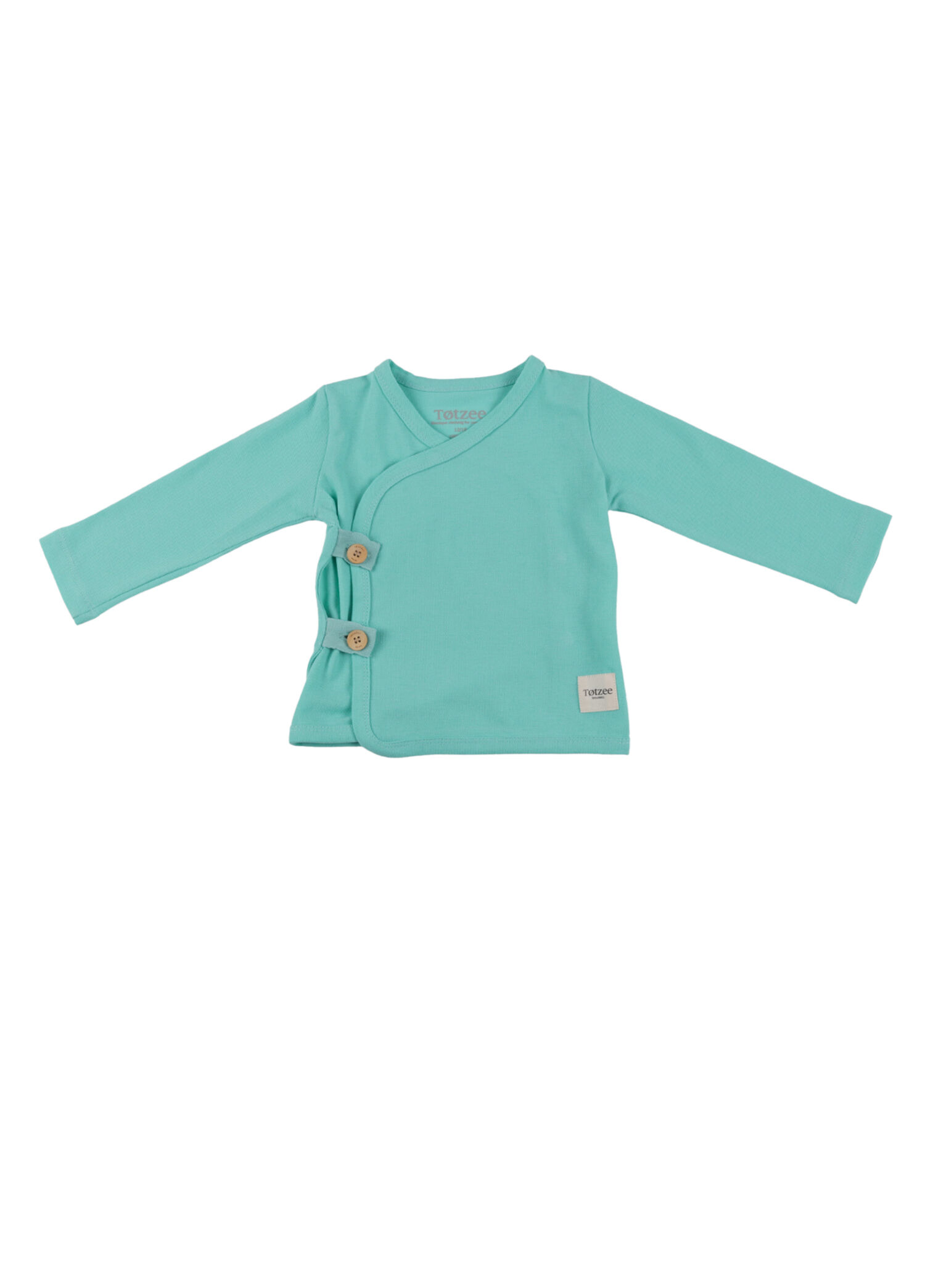 Mint Yeşili Kruvaze Düğmeli Uzun Kollu Unisex Bebek Body