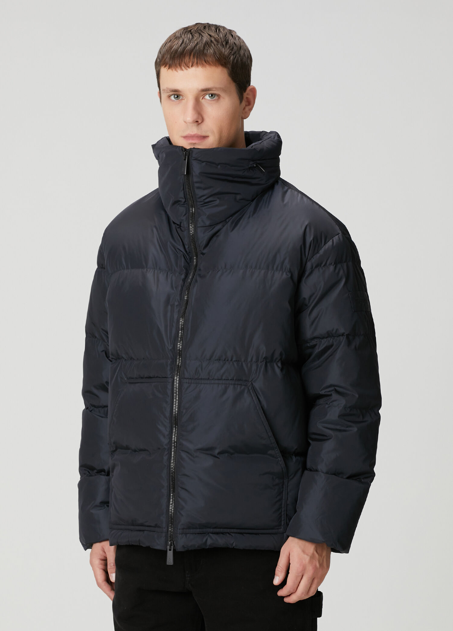 Piumino Navy Hooded Puff Wool Coat