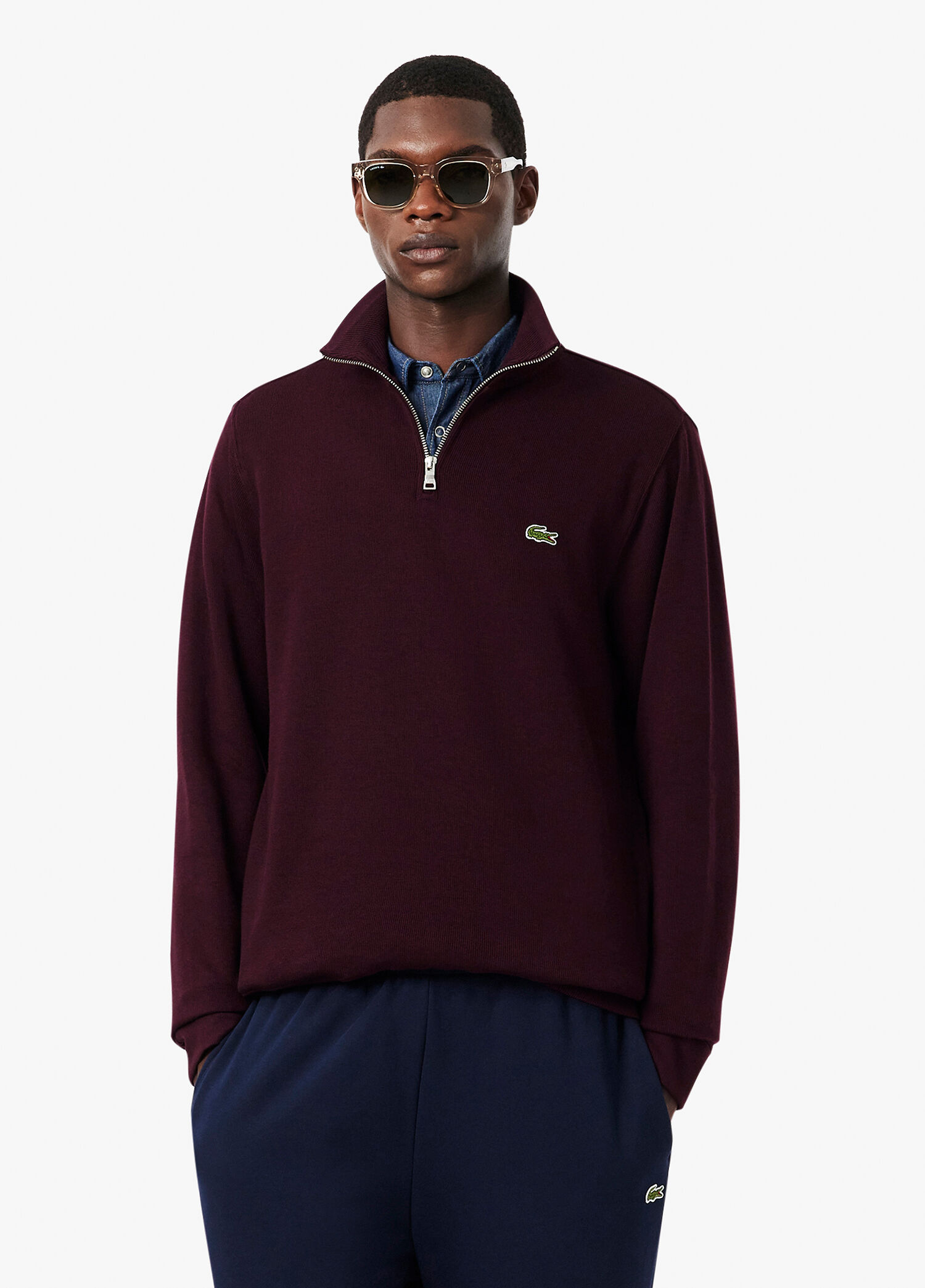 Bordeaux-3KE Lacoste Bordeaux-3KE Men Burgundy Regular Fit Half Zipper Men's Sweatshirt 2081350 | Beymen